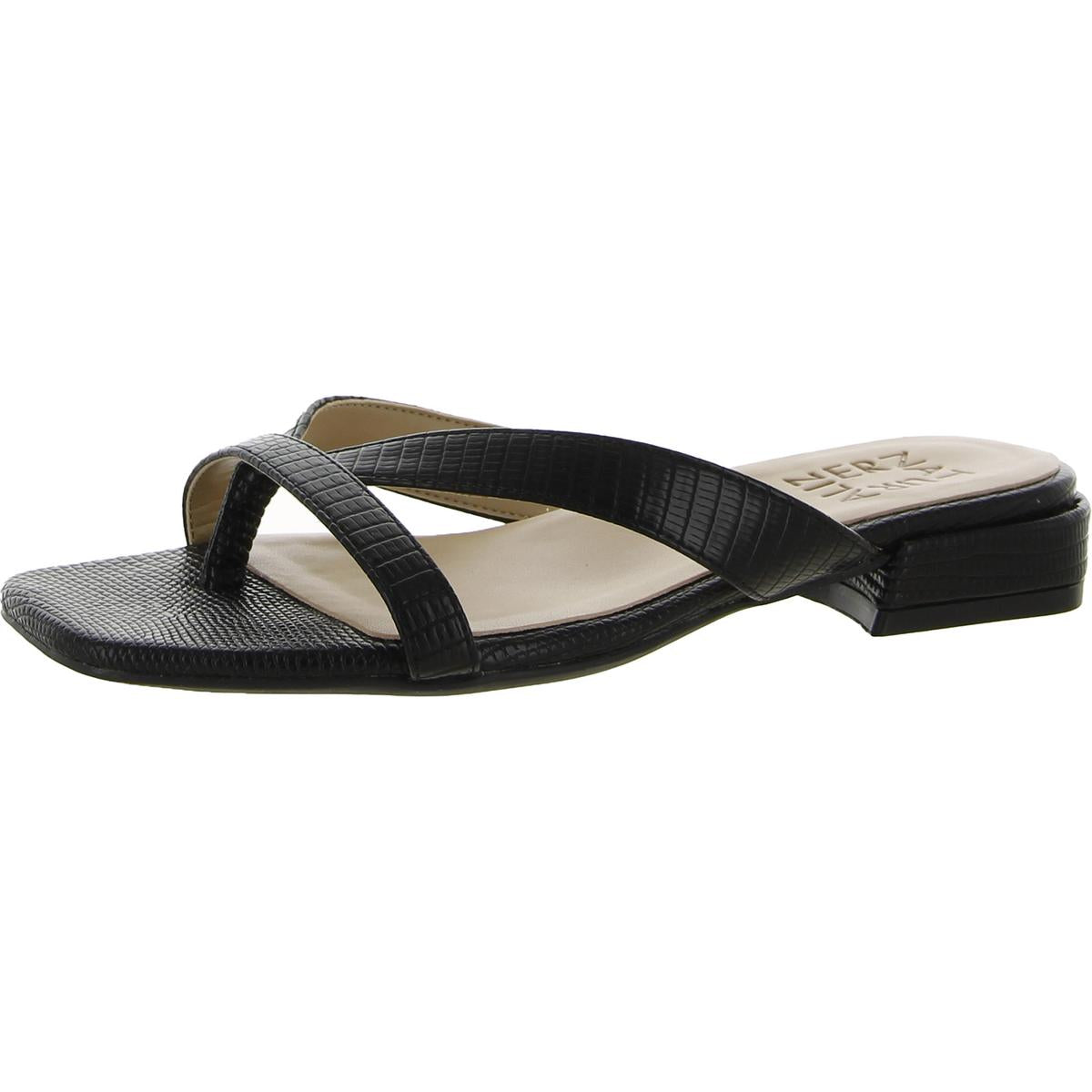 Precious Womens Faux Leather Thong Slide Sandals