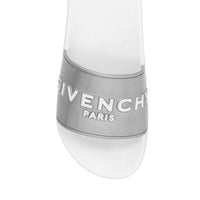 Givenchy Women's Metallic Logo Pool Slide Sandals White4