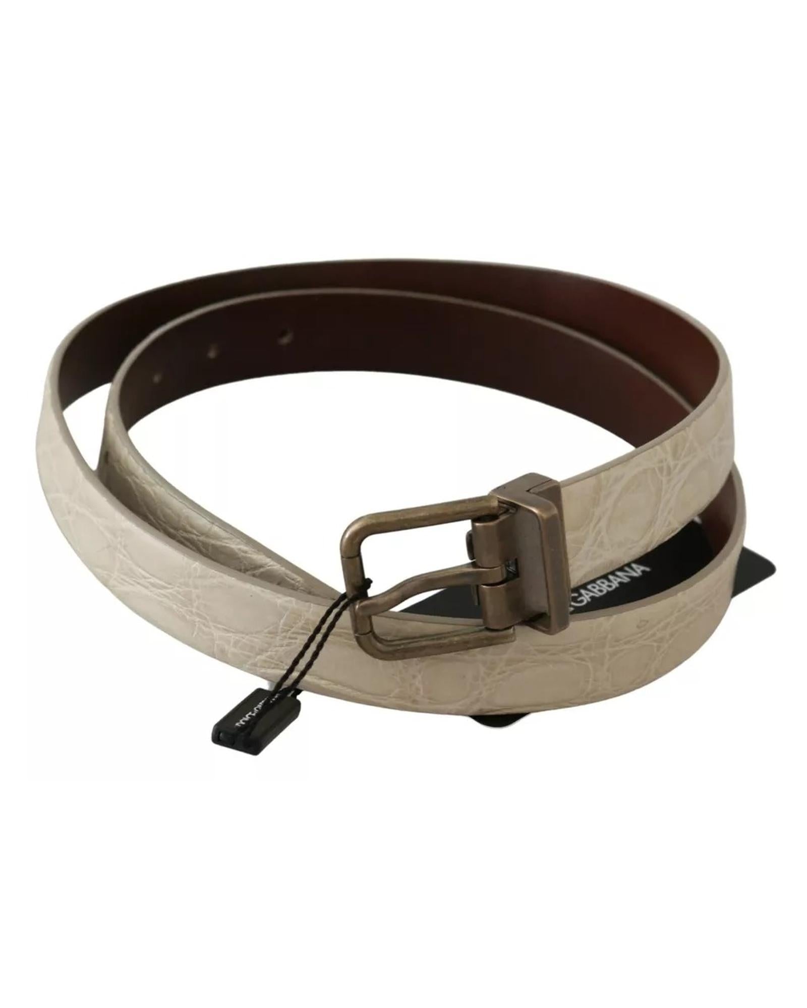 Dolce & Gabbana  Men's Crocodile Embossed Leather Belt