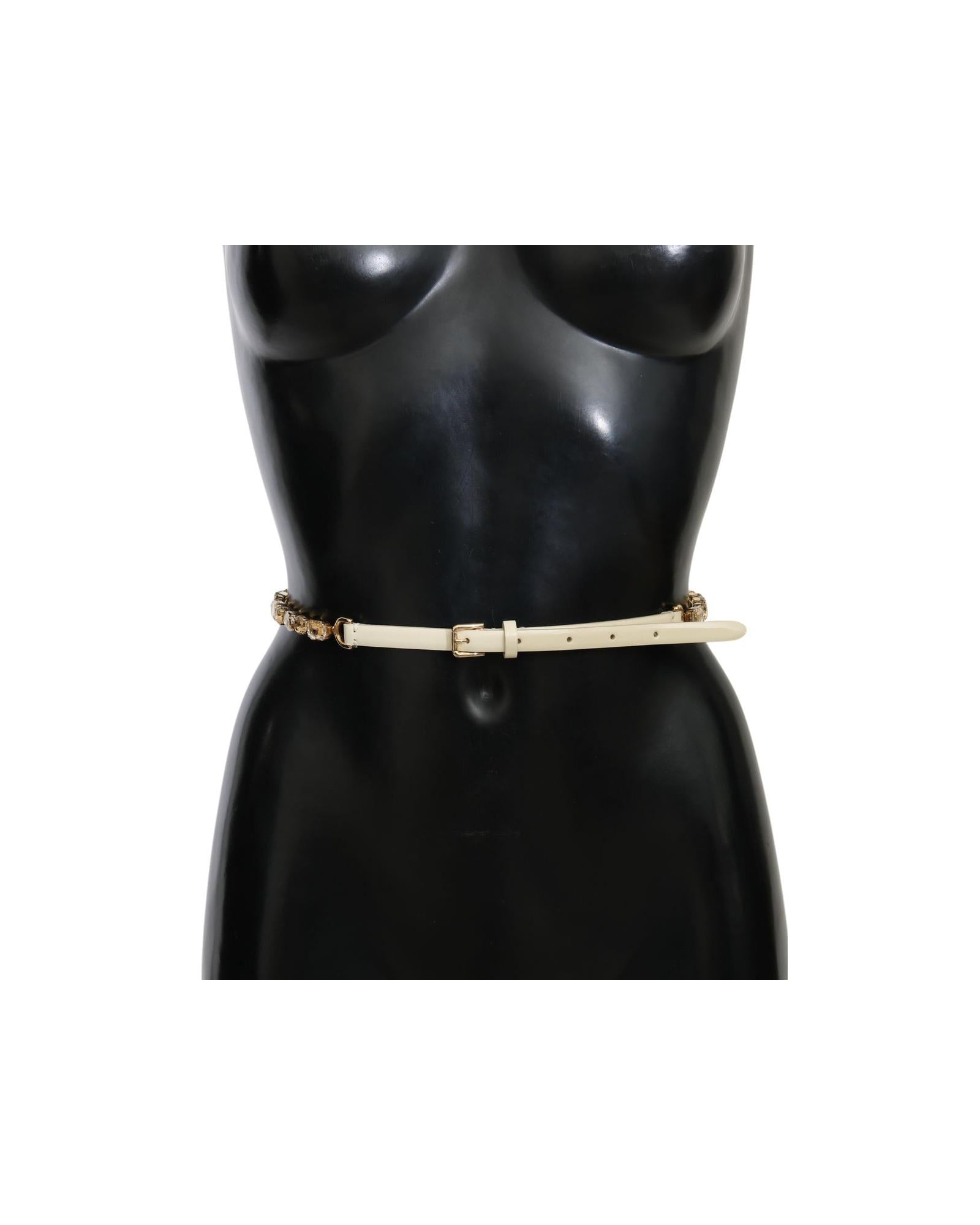 Dolce & Gabbana  Women's White Leather Chain Belt