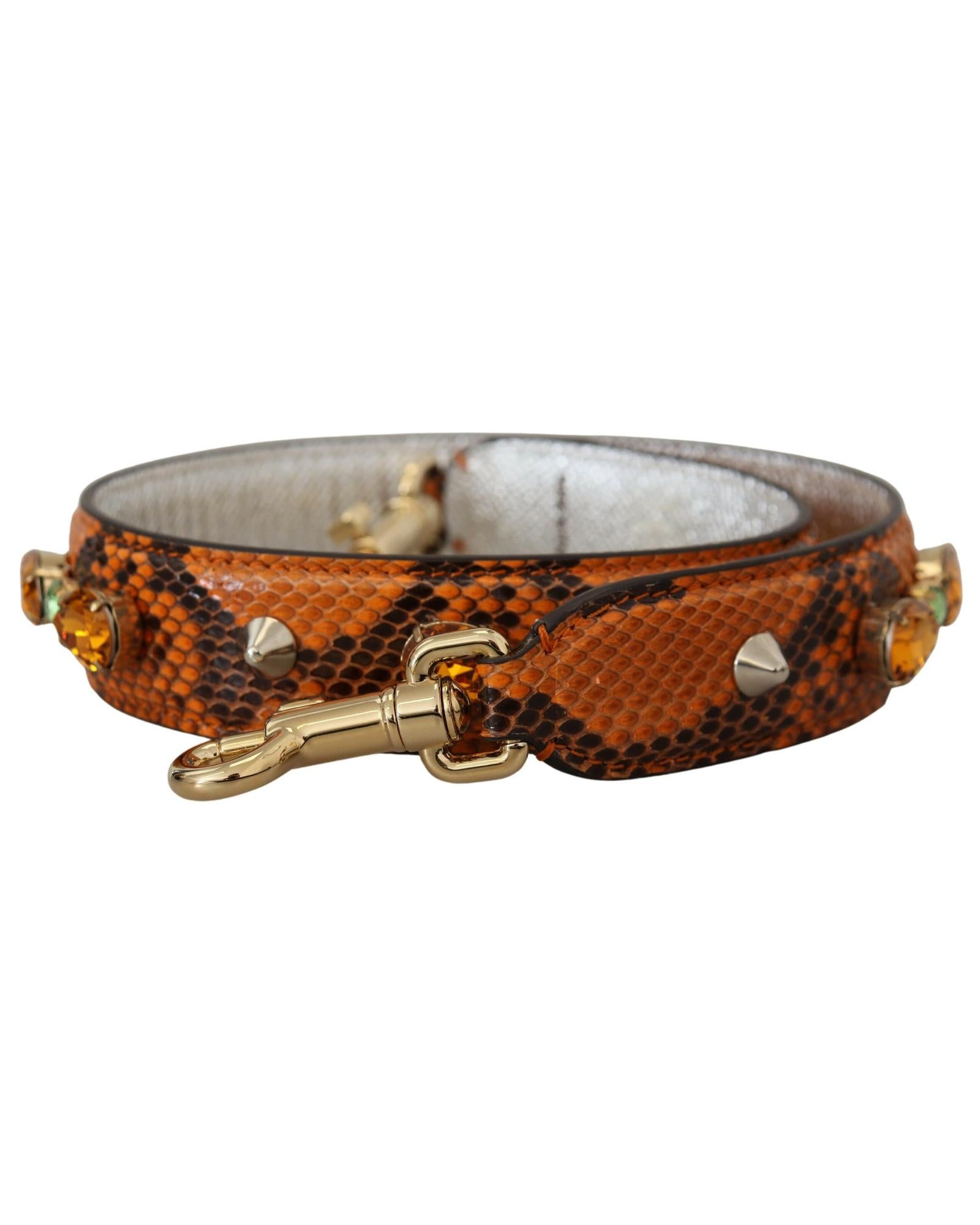 Dolce & Gabbana  Snake Embossed Leather Shoulder Bag Strap - Orange