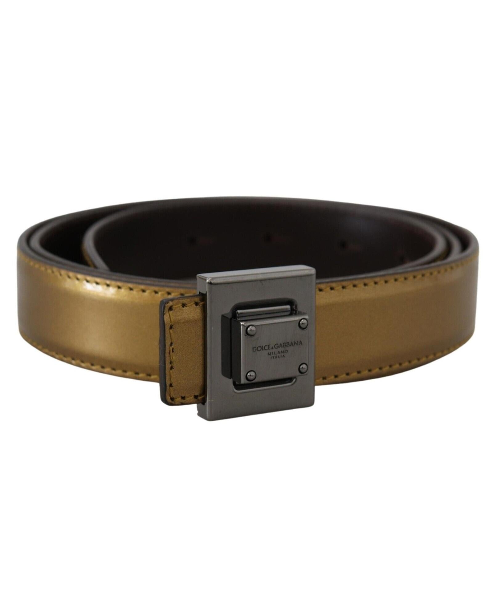 Dolce & Gabbana  Gold Patent Leather Belt