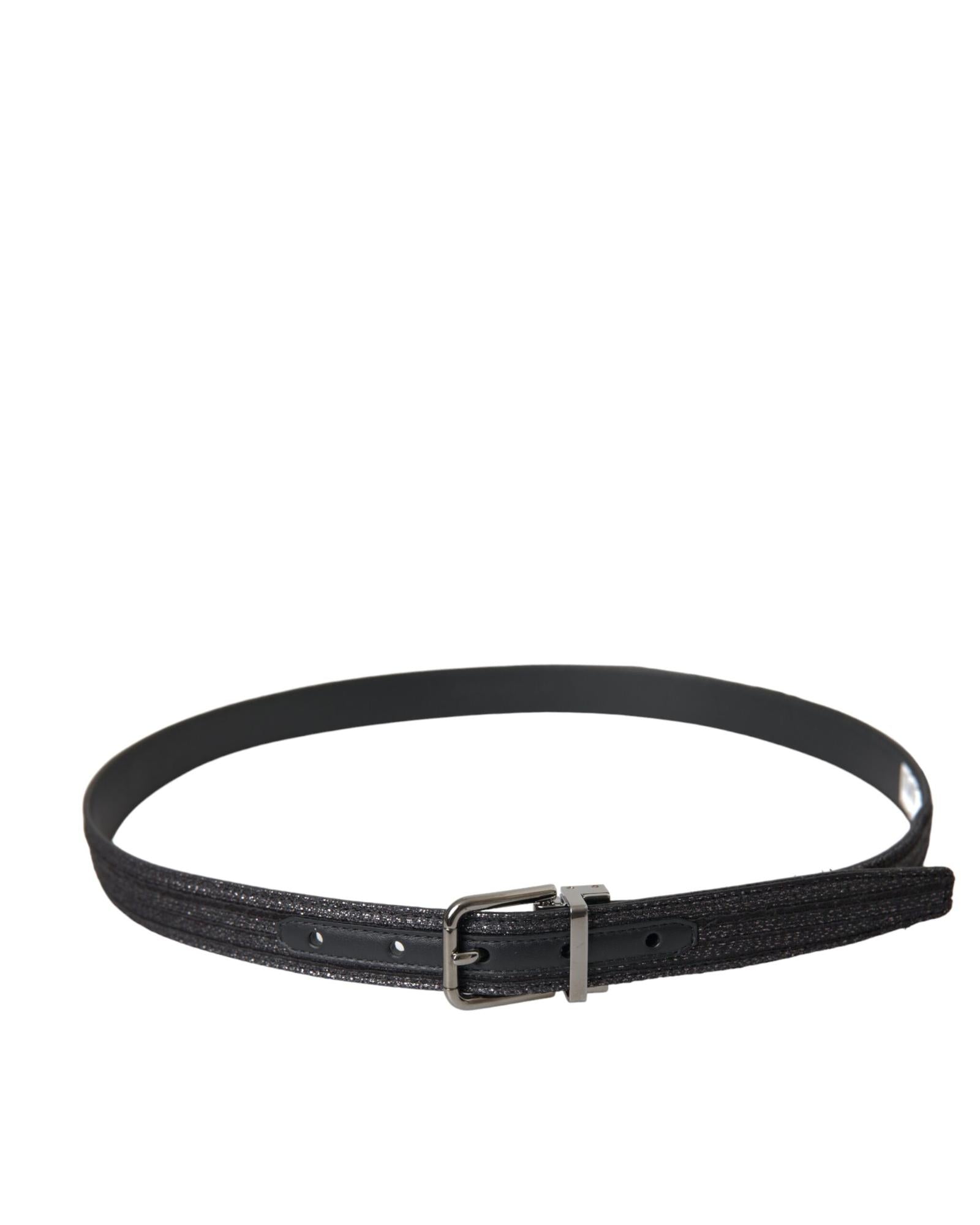 Dolce & Gabbana  Black Glitter Leather Belt