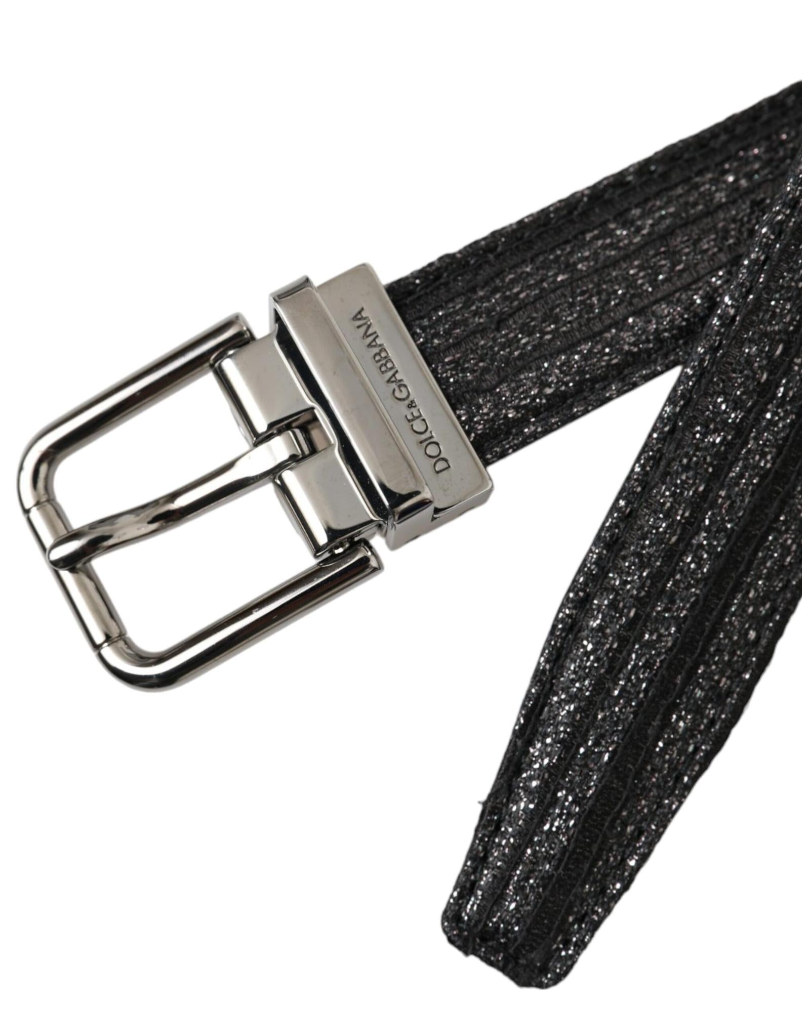 Dolce & Gabbana  Black Glitter Leather Belt