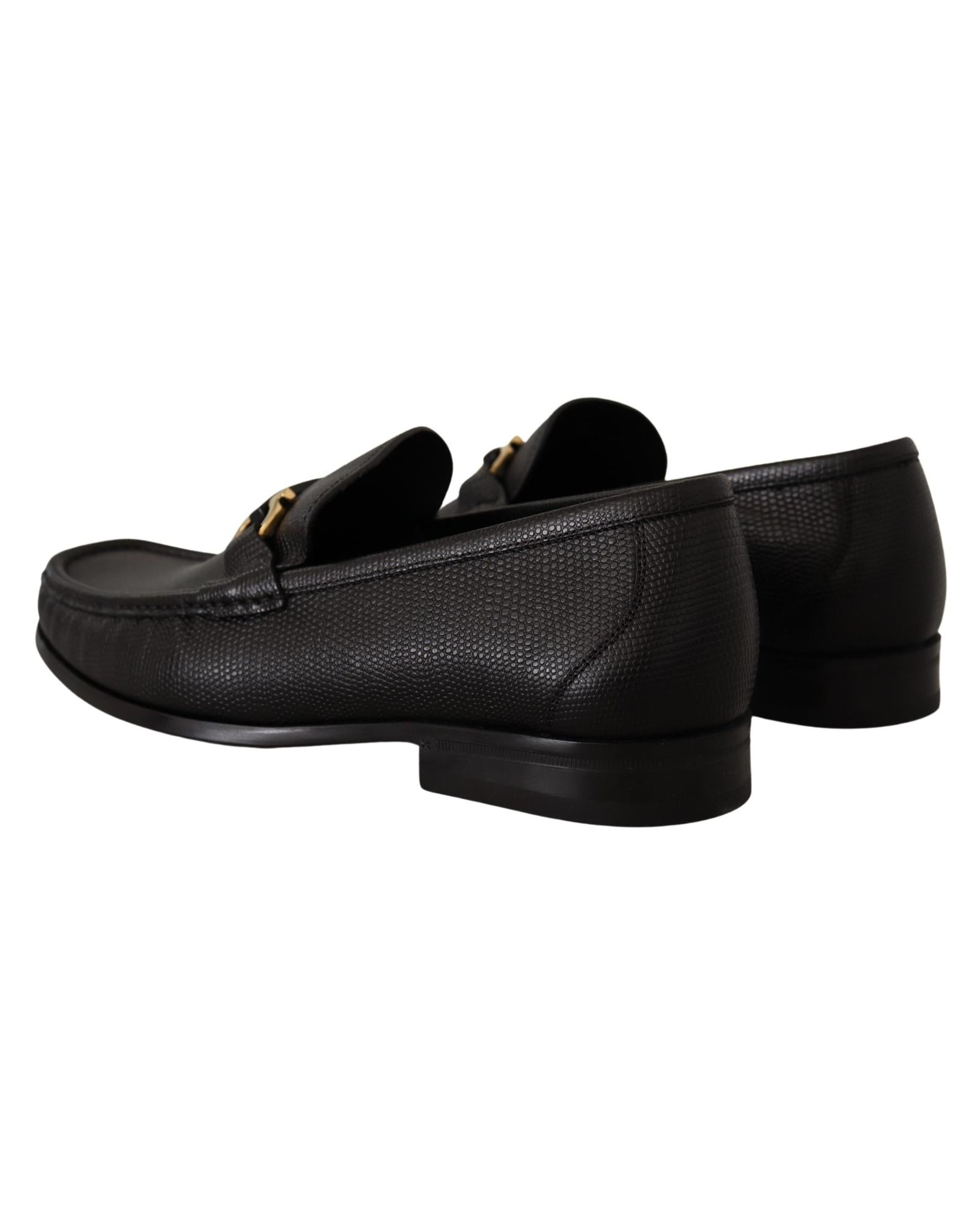 Salvatore Ferragamo  Men's Black Leather Gancini Loafers