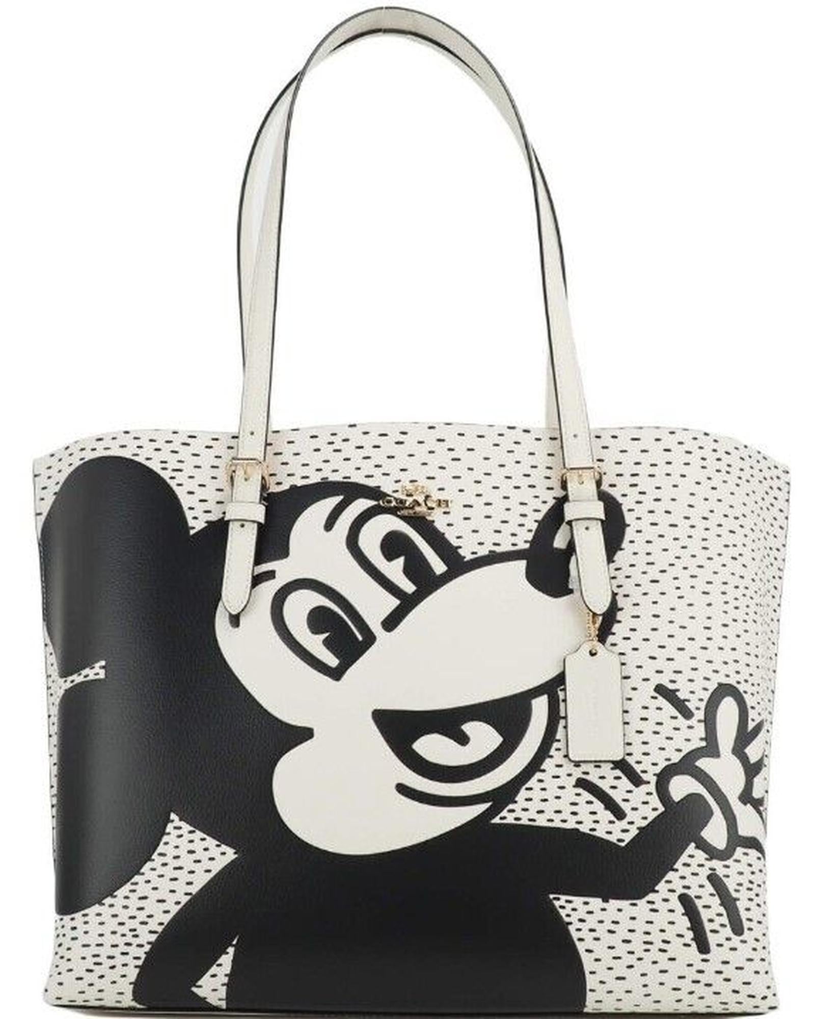 COACH  Mickey Mouse Signature Tote Bag BlackWhite C4159