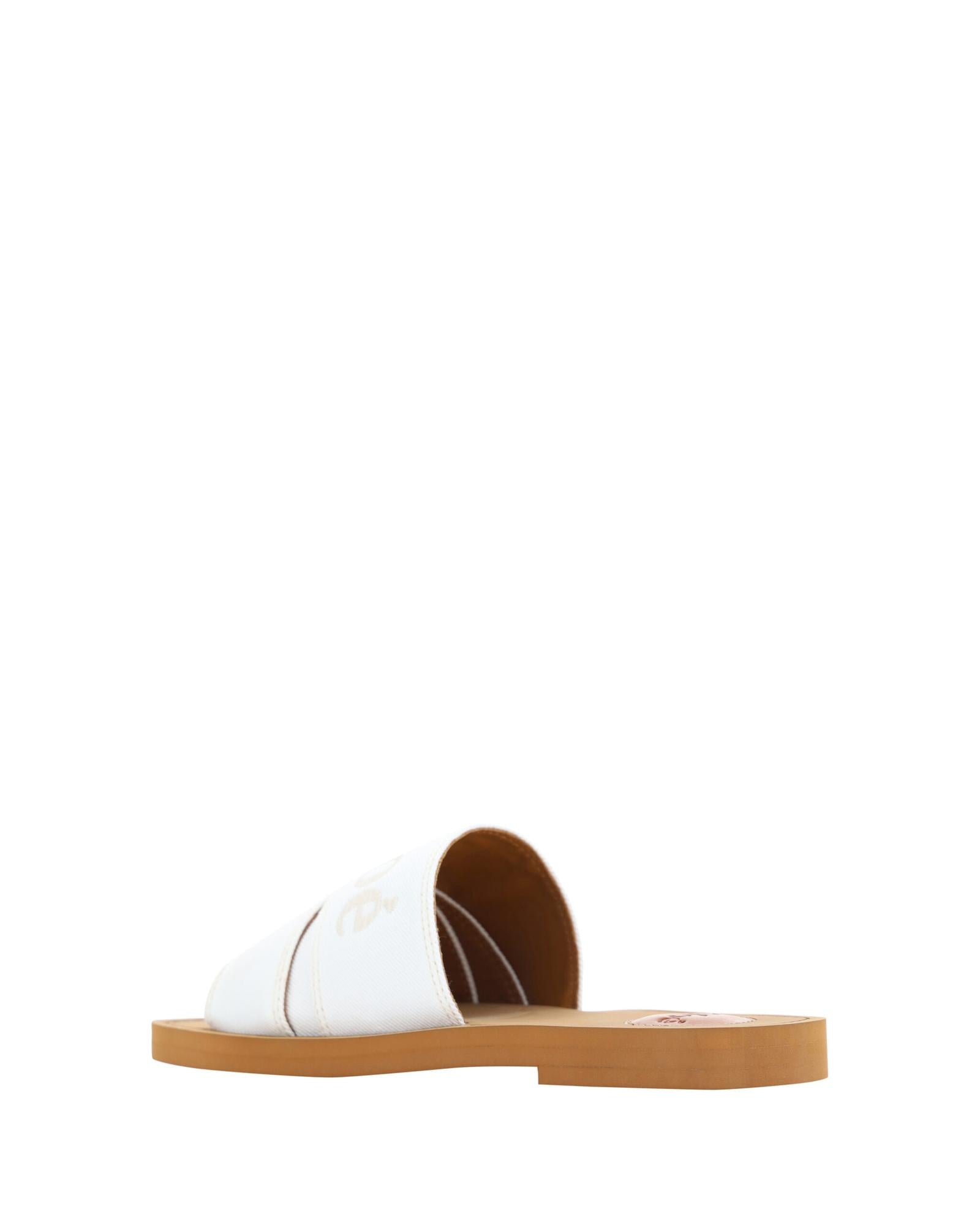 Chloe  Woody Canvas Slide Sandals in White