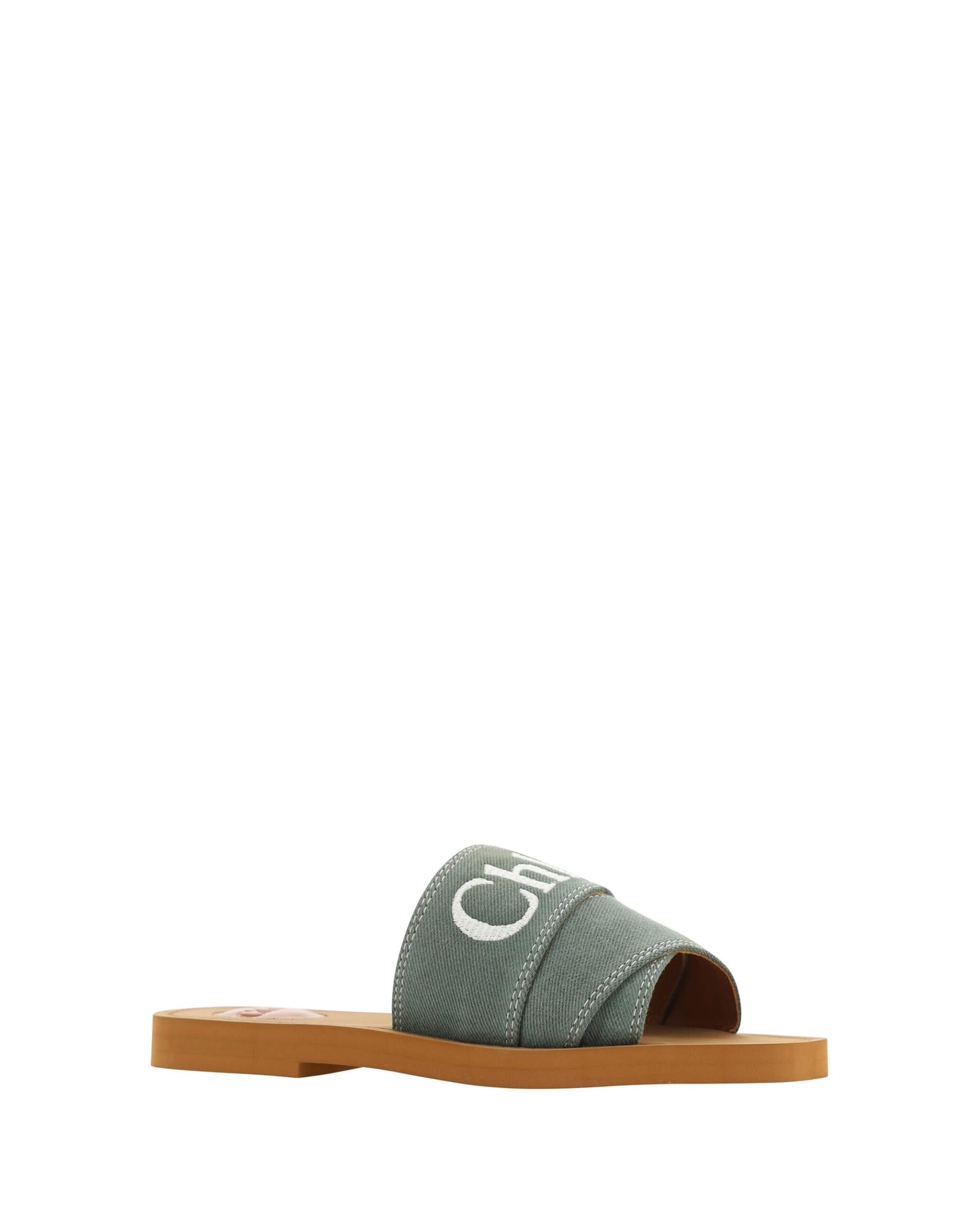 Chloe  Woody Canvas Slide Sandal Green