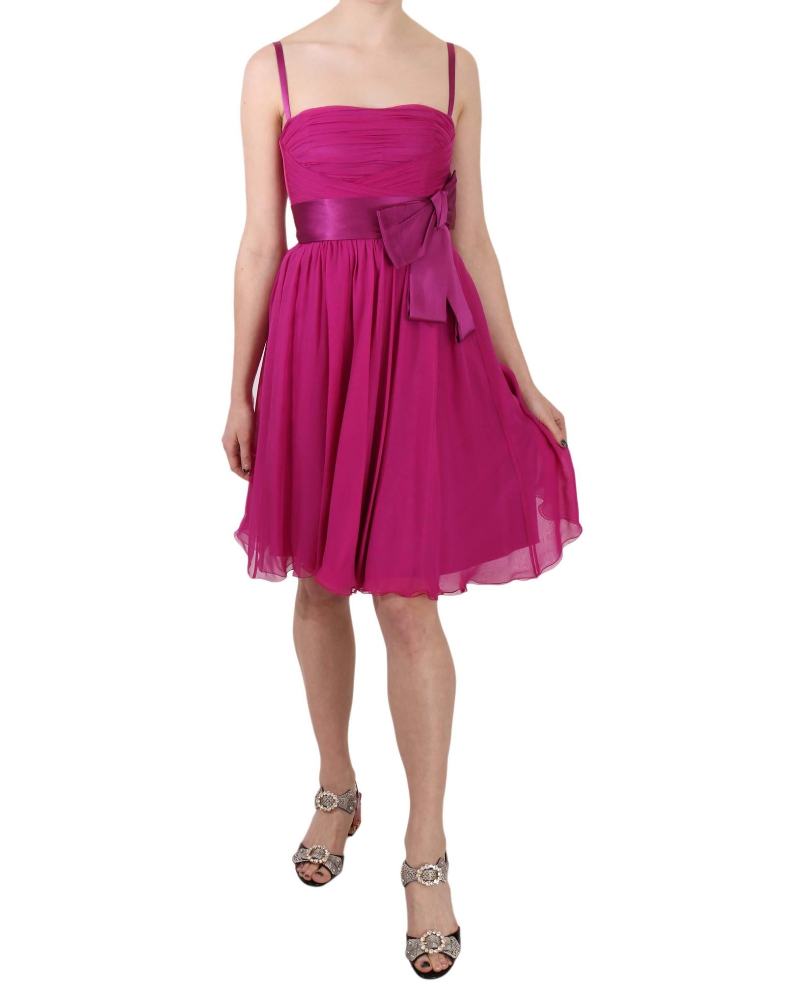 Dolce & Gabbana  Strapless Bow Dress Fuchsia