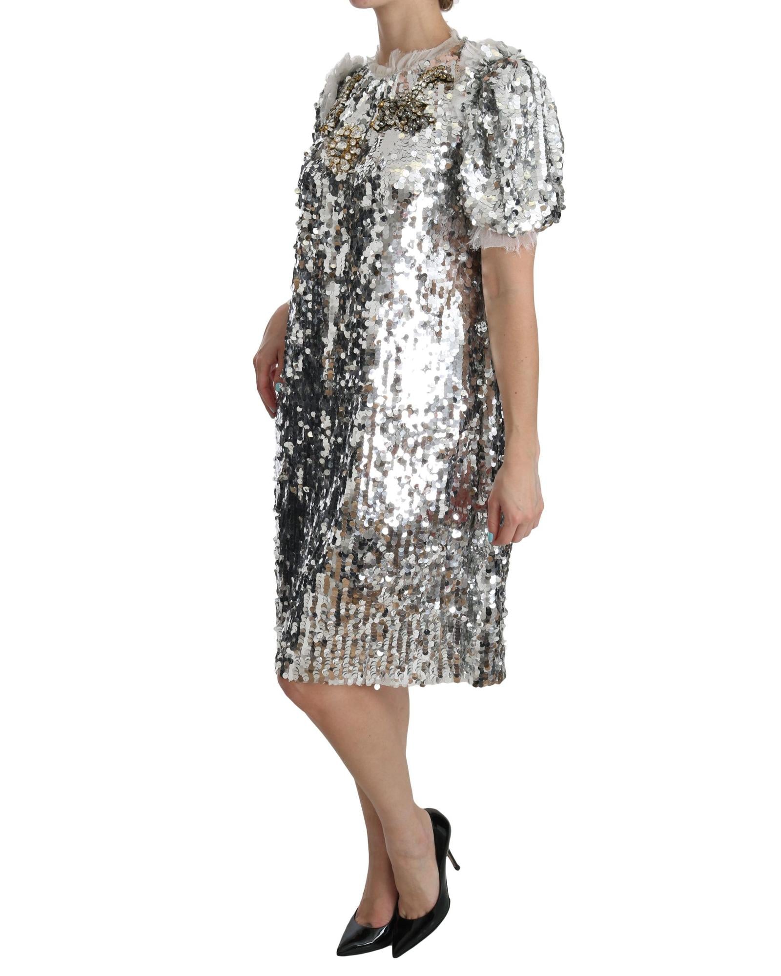 Dolce & Gabbana  Silver Sequin Cocktail Dress