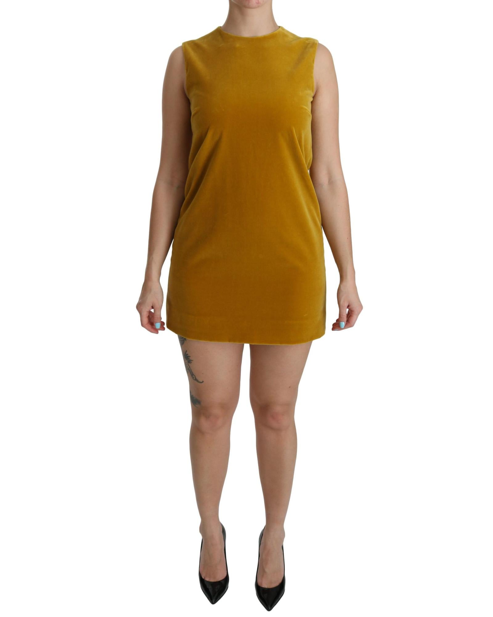 Dolce & Gabbana  Women's Mustard Velvet Mini Dress