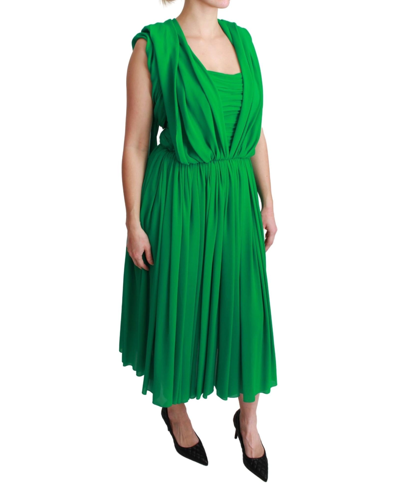 Dolce & Gabbana  Green Pleated Dress