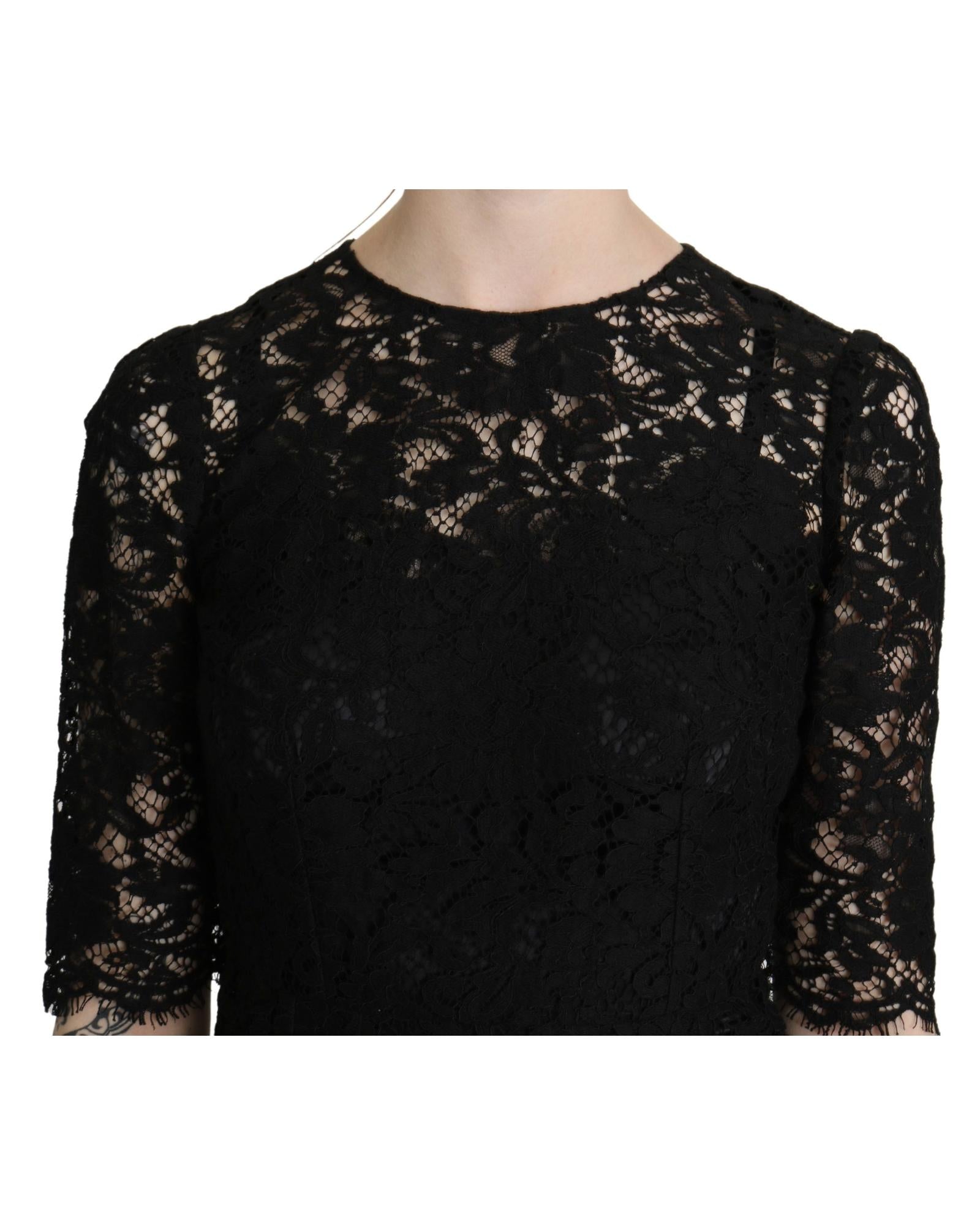 Dolce & Gabbana  Black Lace Midi Dress