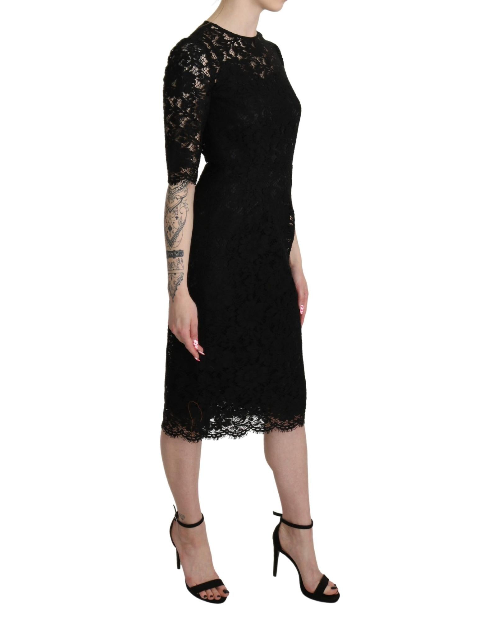 Dolce & Gabbana  Black Lace Midi Dress