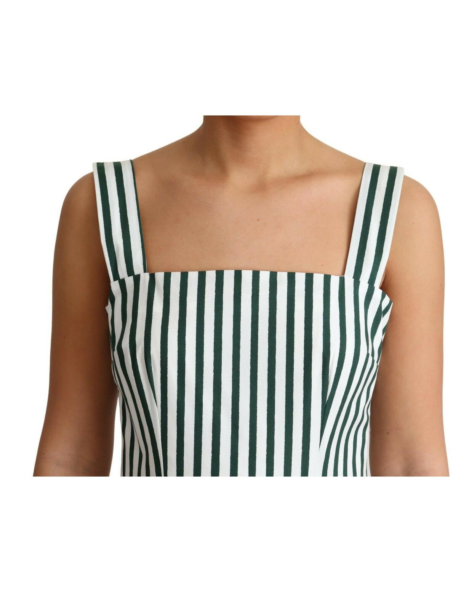 Dolce & Gabbana  Green & White Striped Cotton Midi Dress19