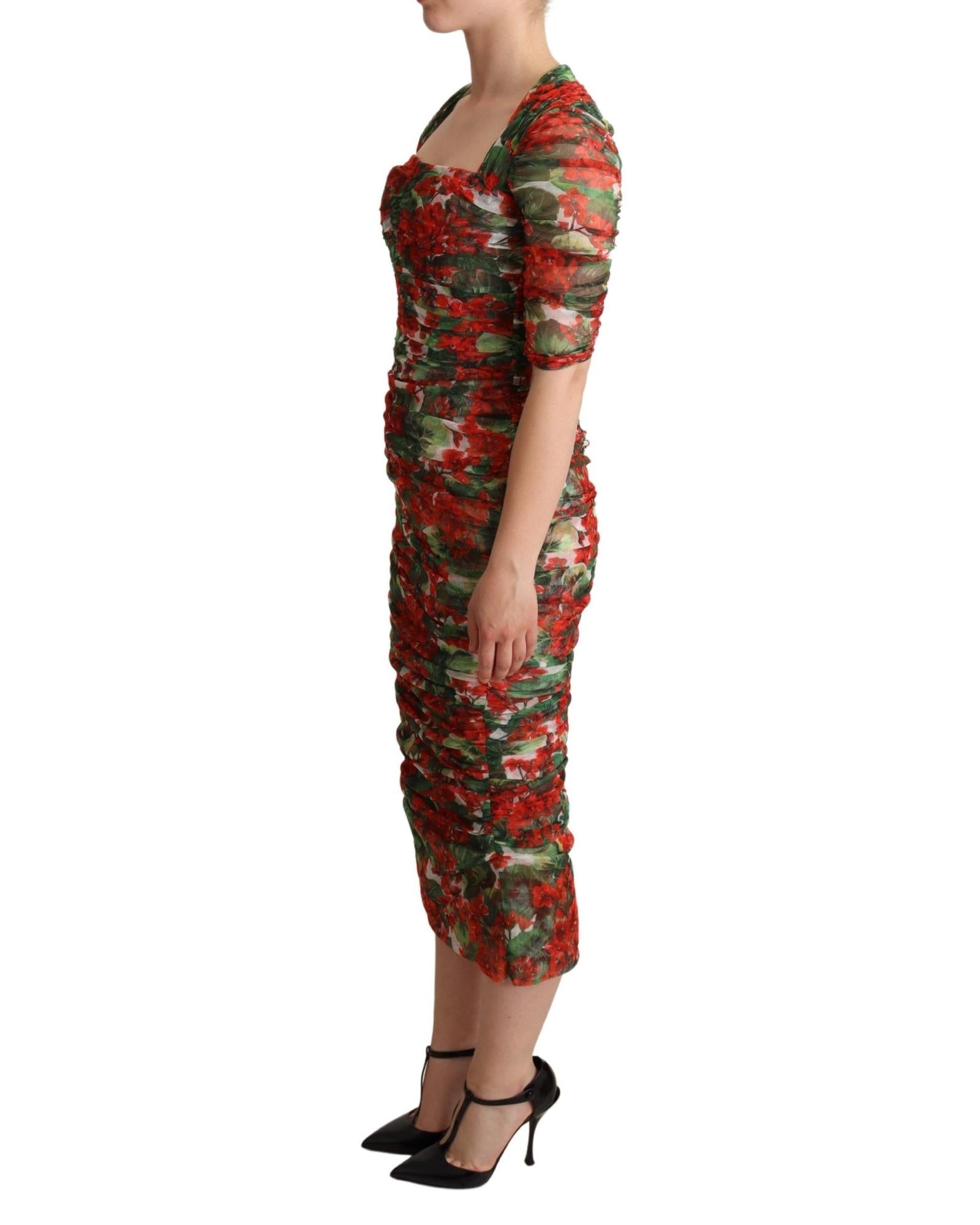 Dolce & Gabbana  Floral Print Midi Dress in Red