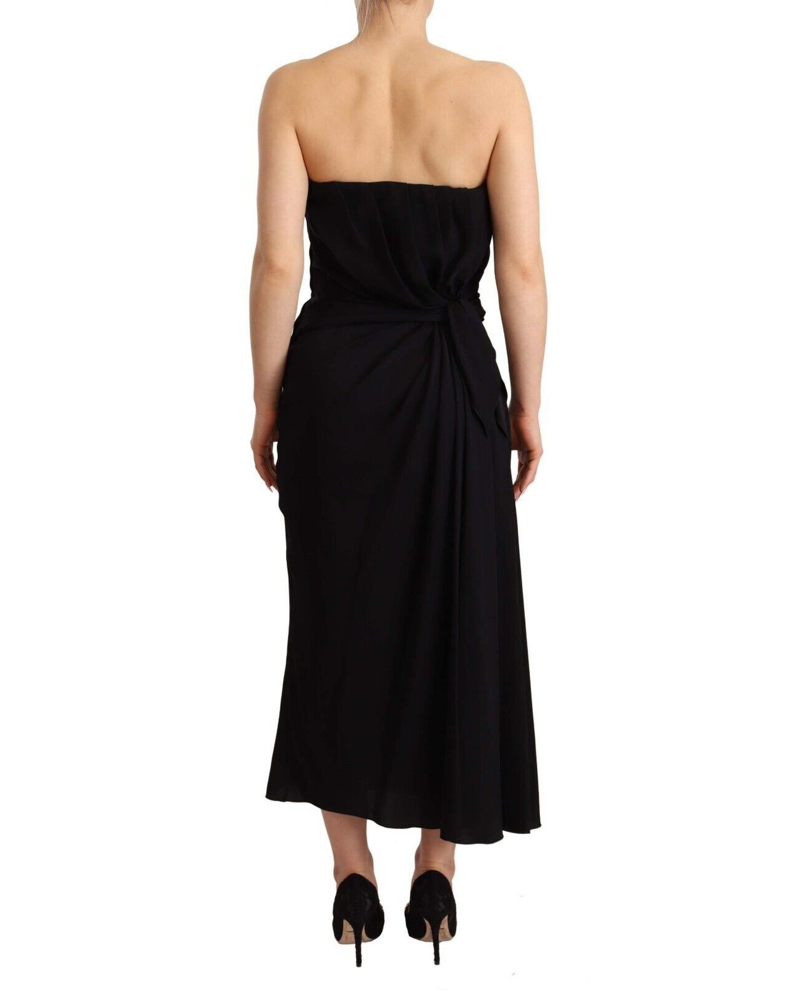 Dolce & Gabbana Silk Stretch Strapless Sheath Midi Dress14