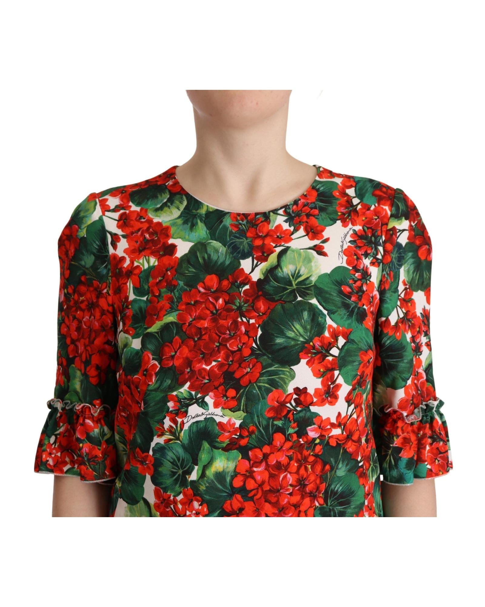 Dolce & Gabbana  Geranium Print Silk Dress