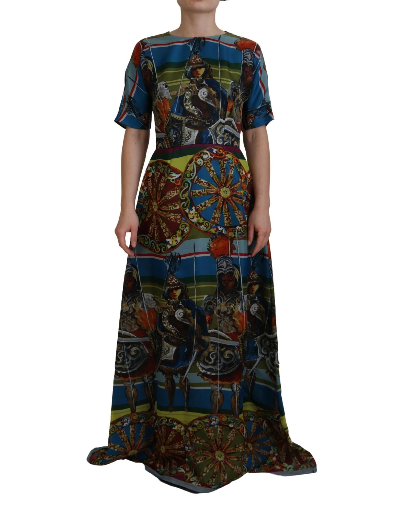 Dolce & Gabbana  Silk Dress with Carretto Sicilian Cart Print