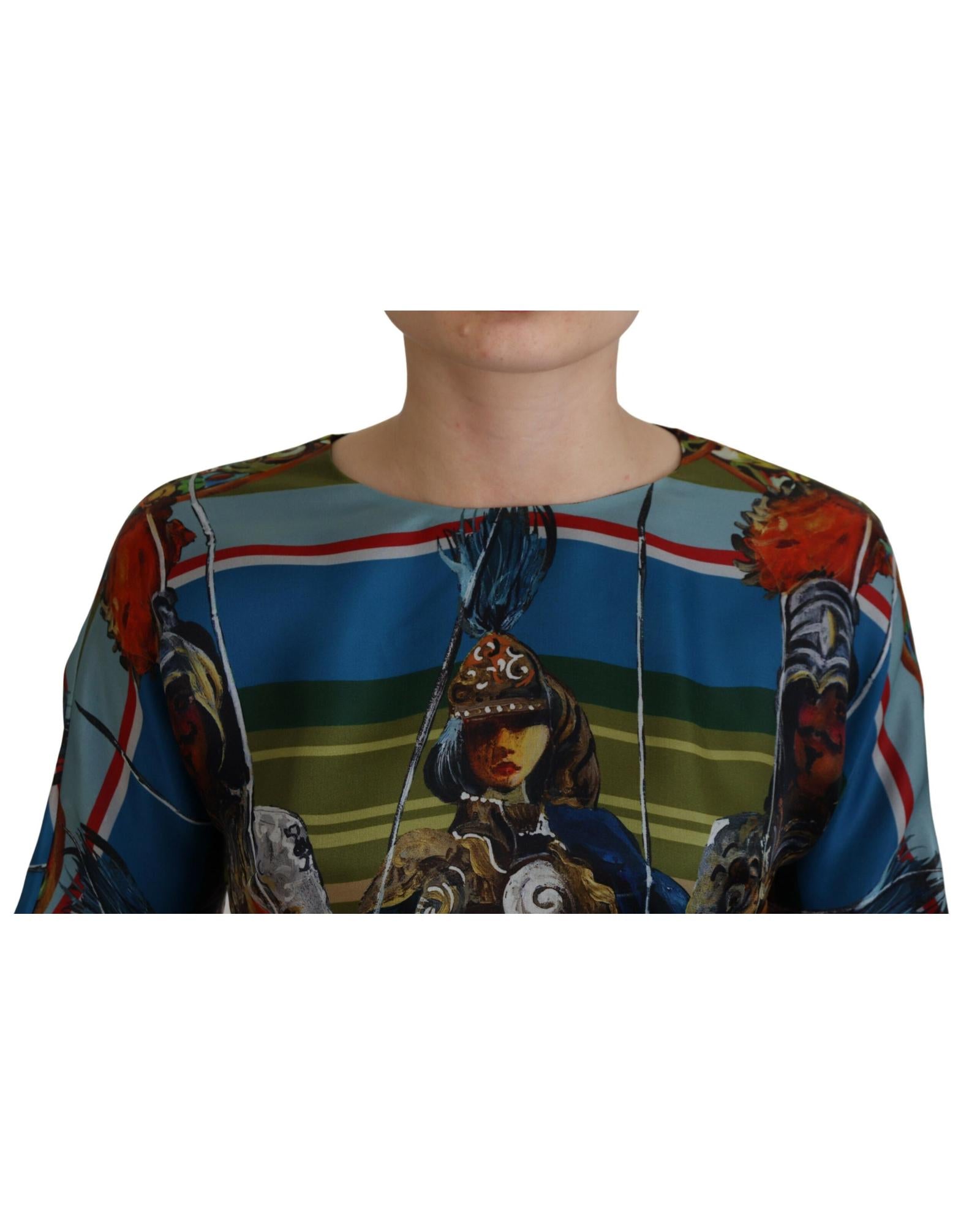 Dolce & Gabbana  Silk Dress with Carretto Sicilian Cart Print