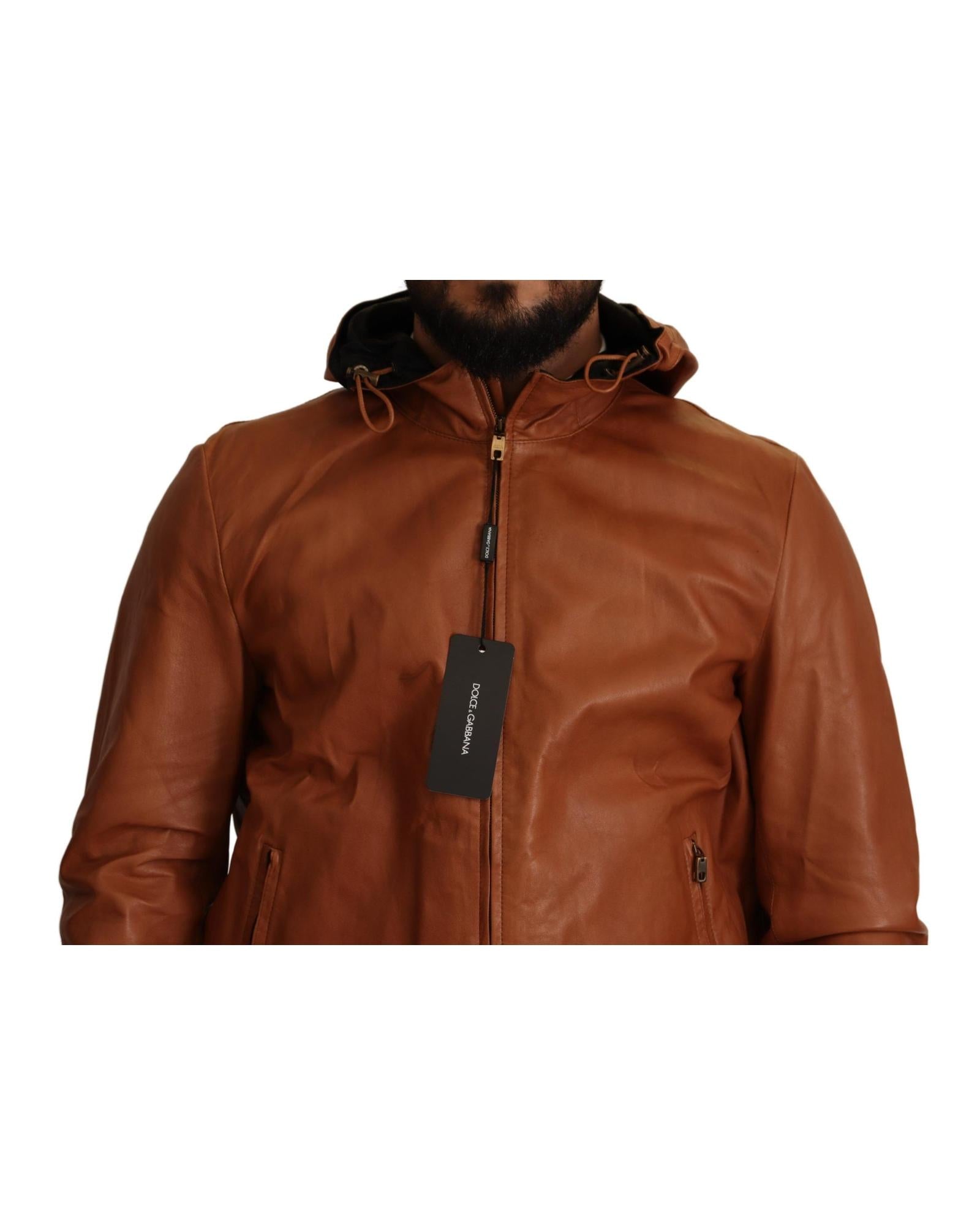 Dolce & Gabbana Hooded Leather Bomber Jacket10