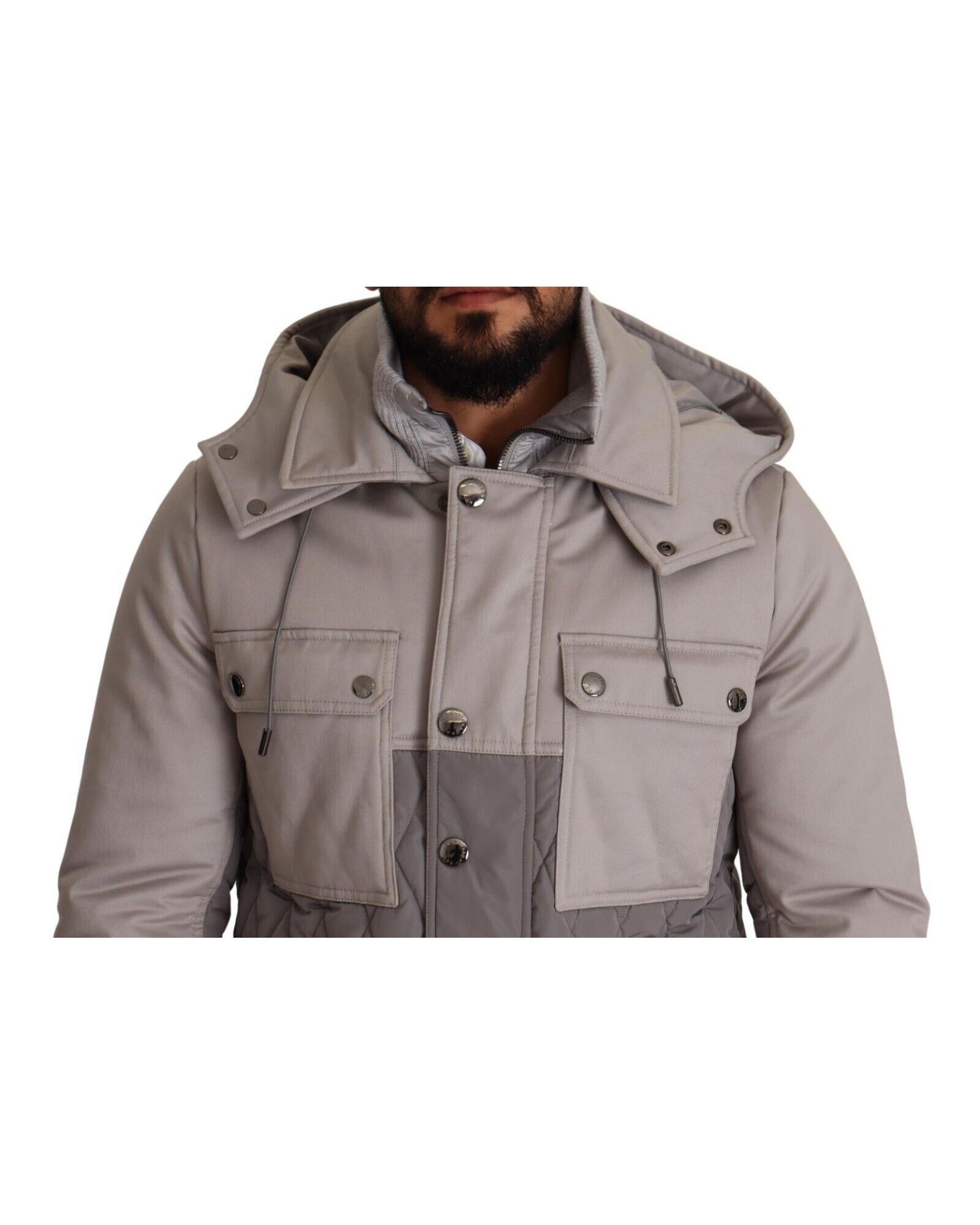 Dolce & Gabbana  Men's Hooded Quilted Jacket - Gray