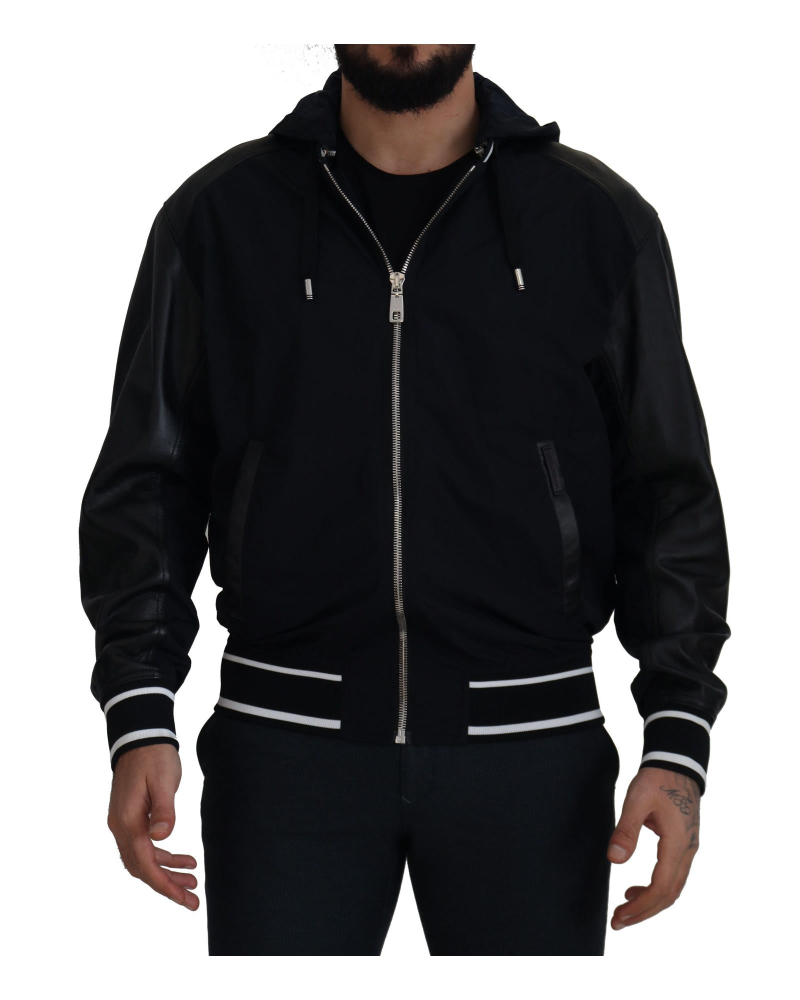 Dolce & Gabbana  Men's Black Hooded Bomber Jacket