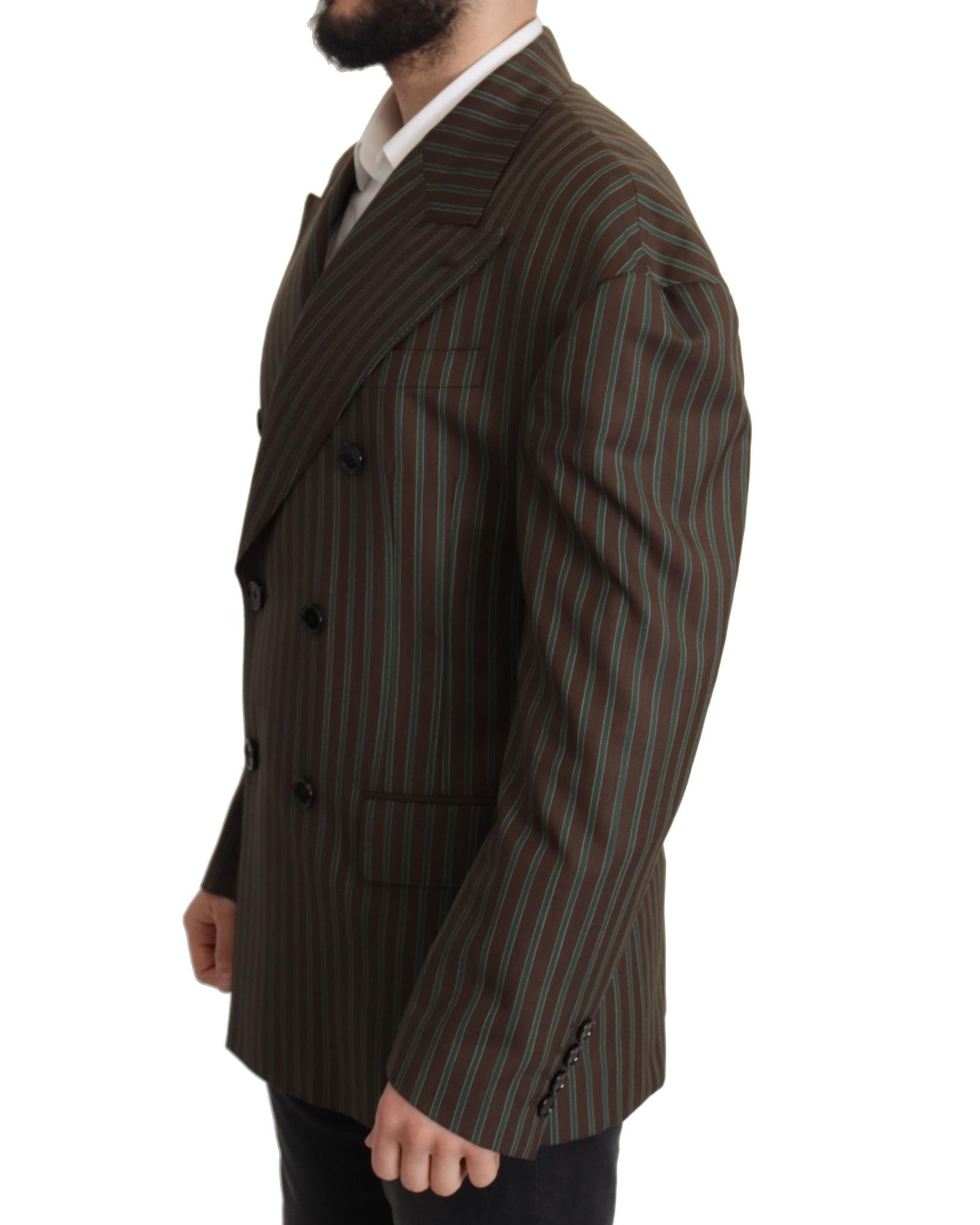 Dolce & Gabbana  Brown Striped Double-Breasted Blazer for Men