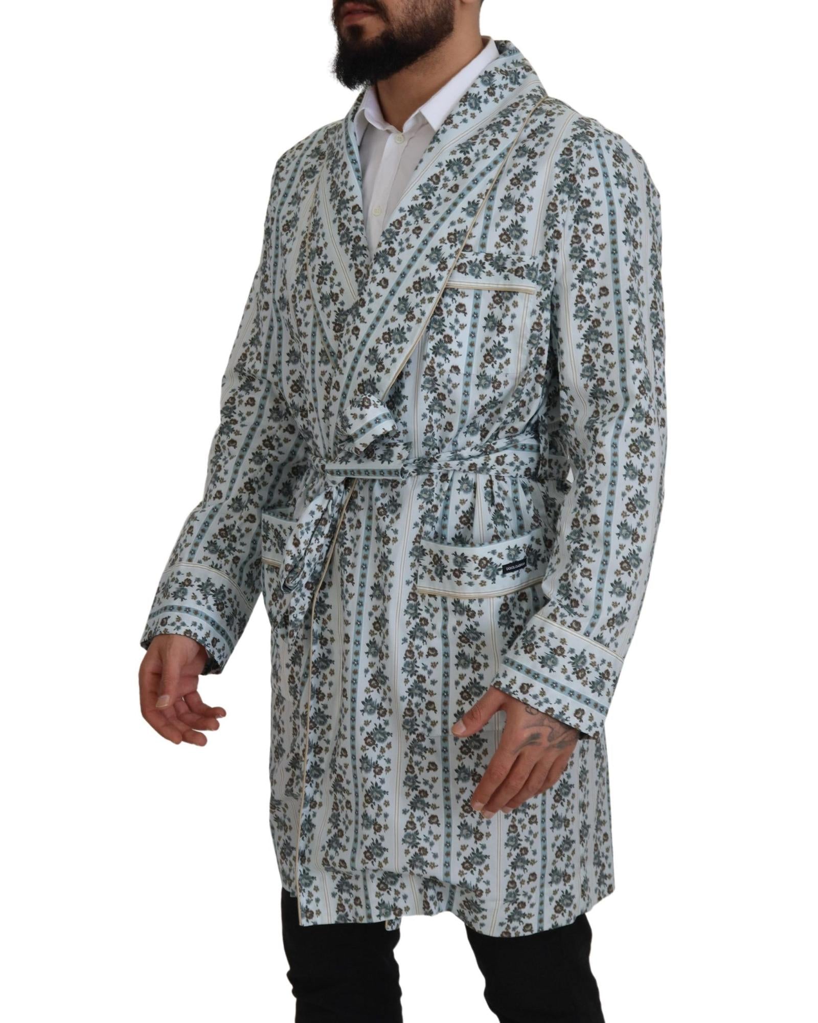 Dolce & Gabbana  Men's Floral Print Silk Robe