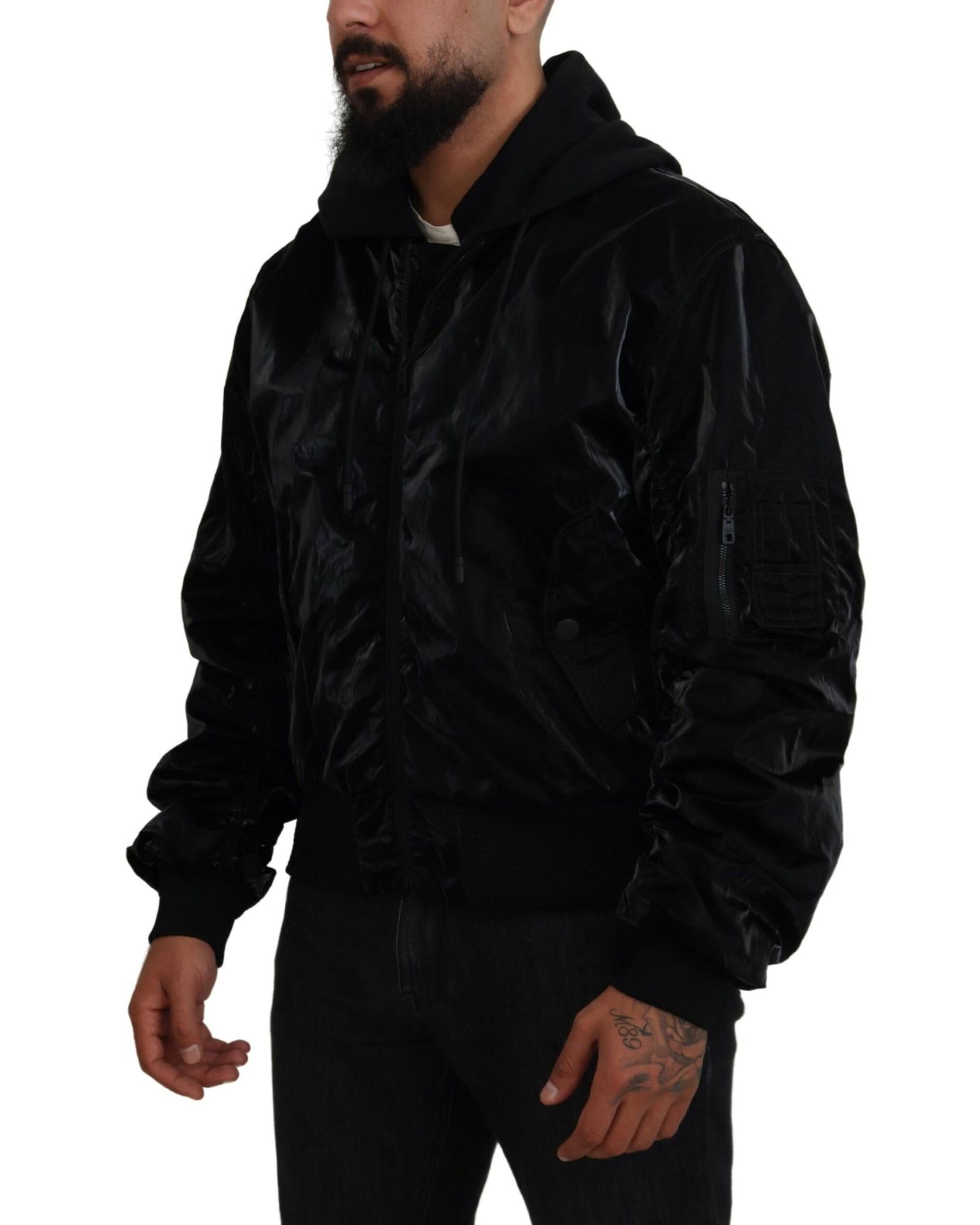 Dolce & Gabbana  Men's Satin Bomber Jacket Black