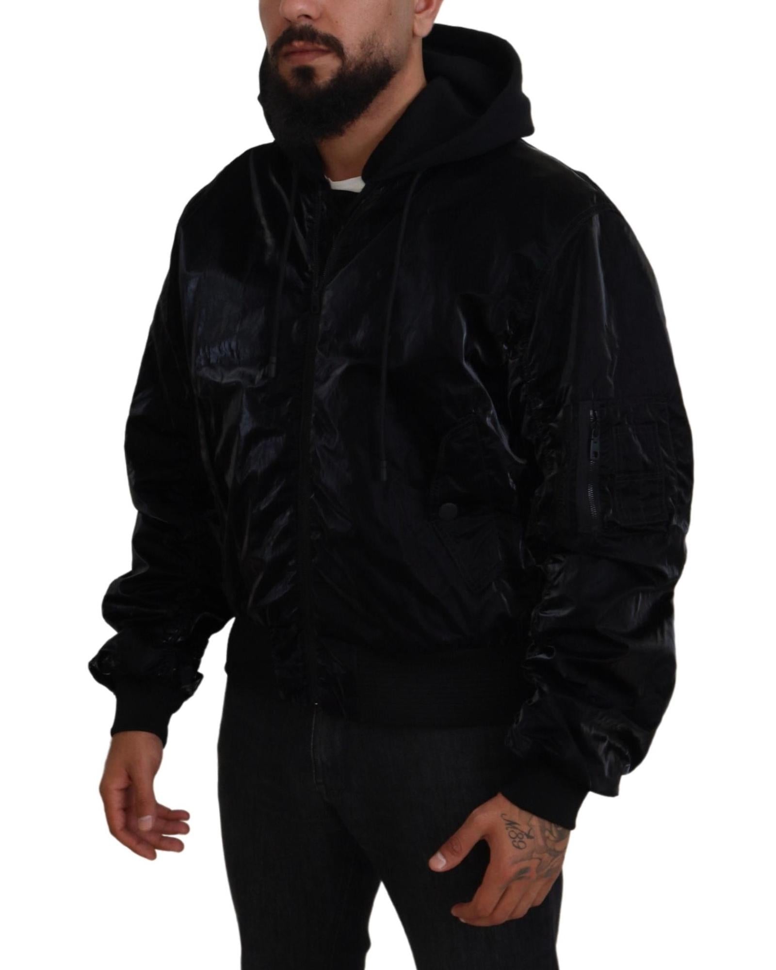 Dolce & Gabbana  Men's Satin Bomber Jacket Black