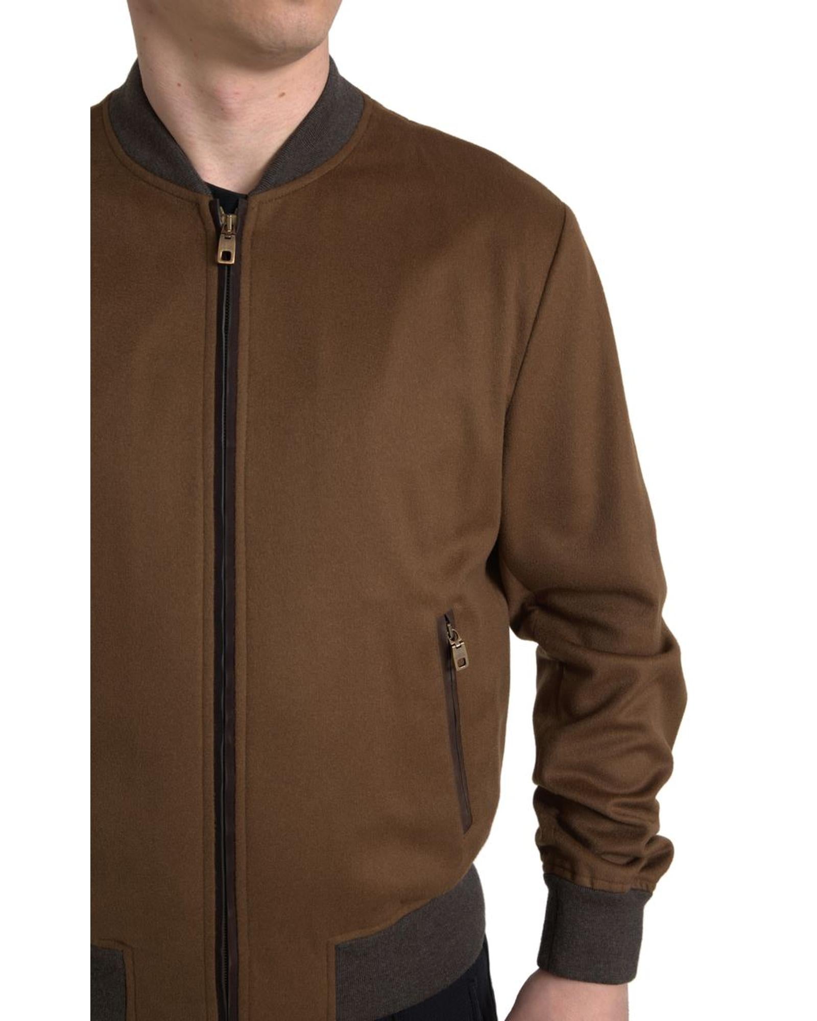 Dolce & Gabbana  Men's Brown Wool Bomber Jacket