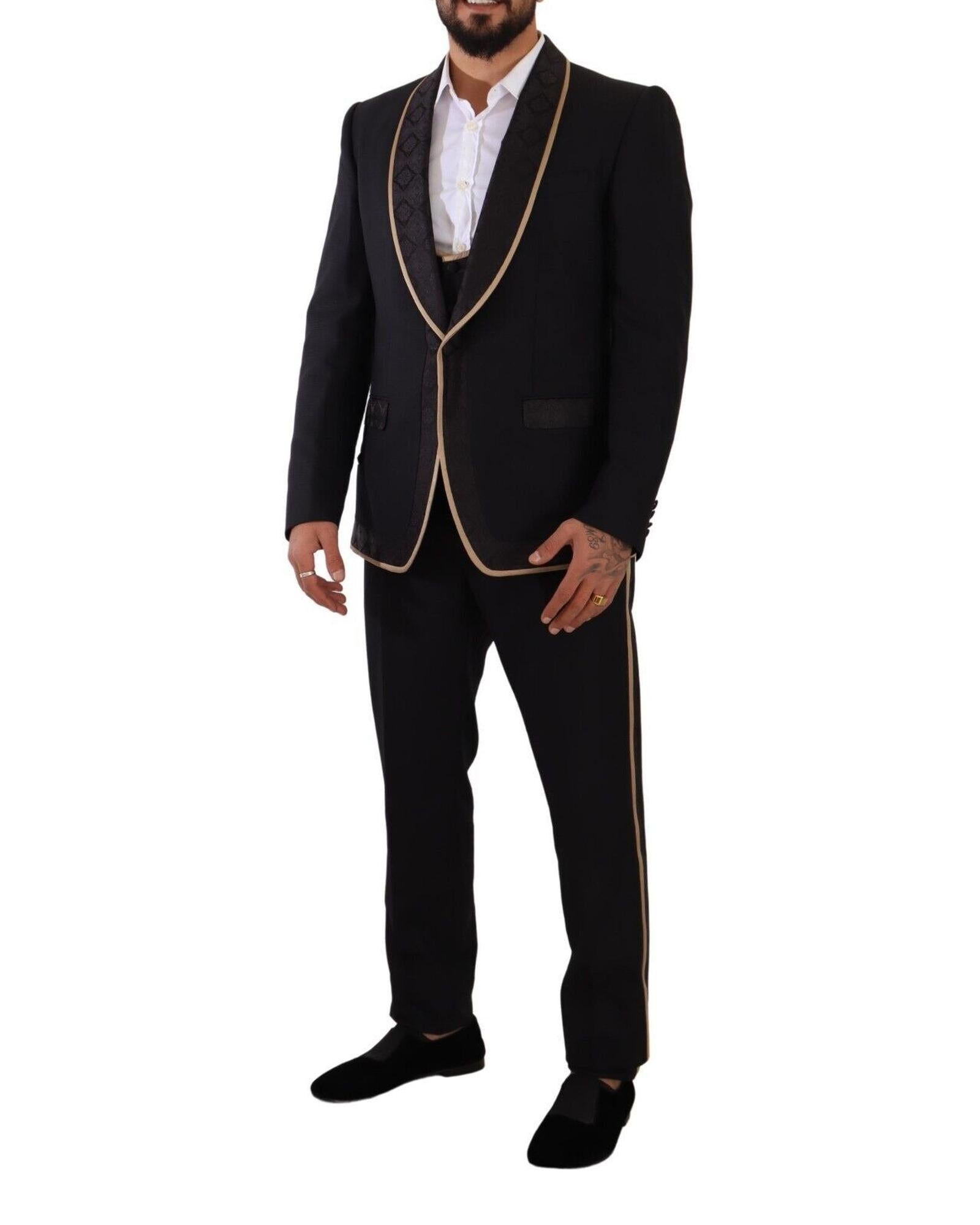 Dolce & Gabbana  Men's Black Velvet Suit Classic Fit