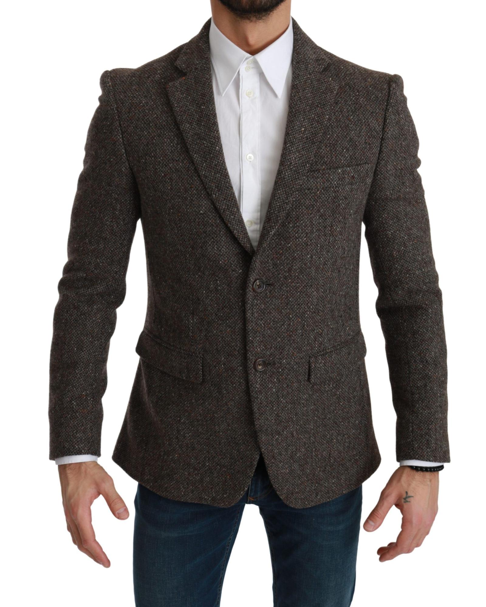 Dolce & Gabbana  Brown Wool Tweed Blazer