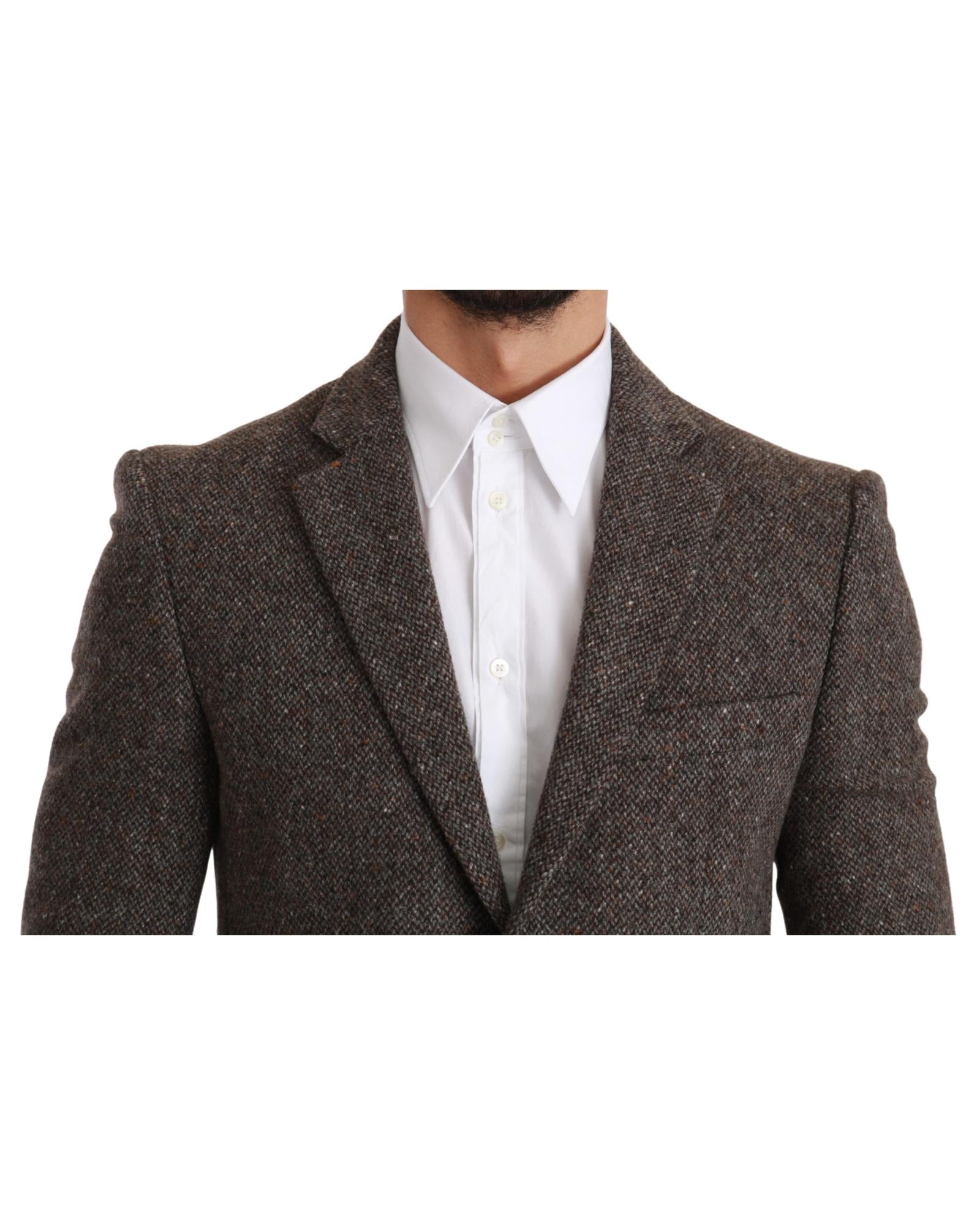 Dolce & Gabbana  Brown Wool Tweed Blazer