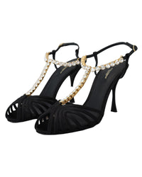 Dolce & Gabbana Crystal T-Strap Satin Sandal6