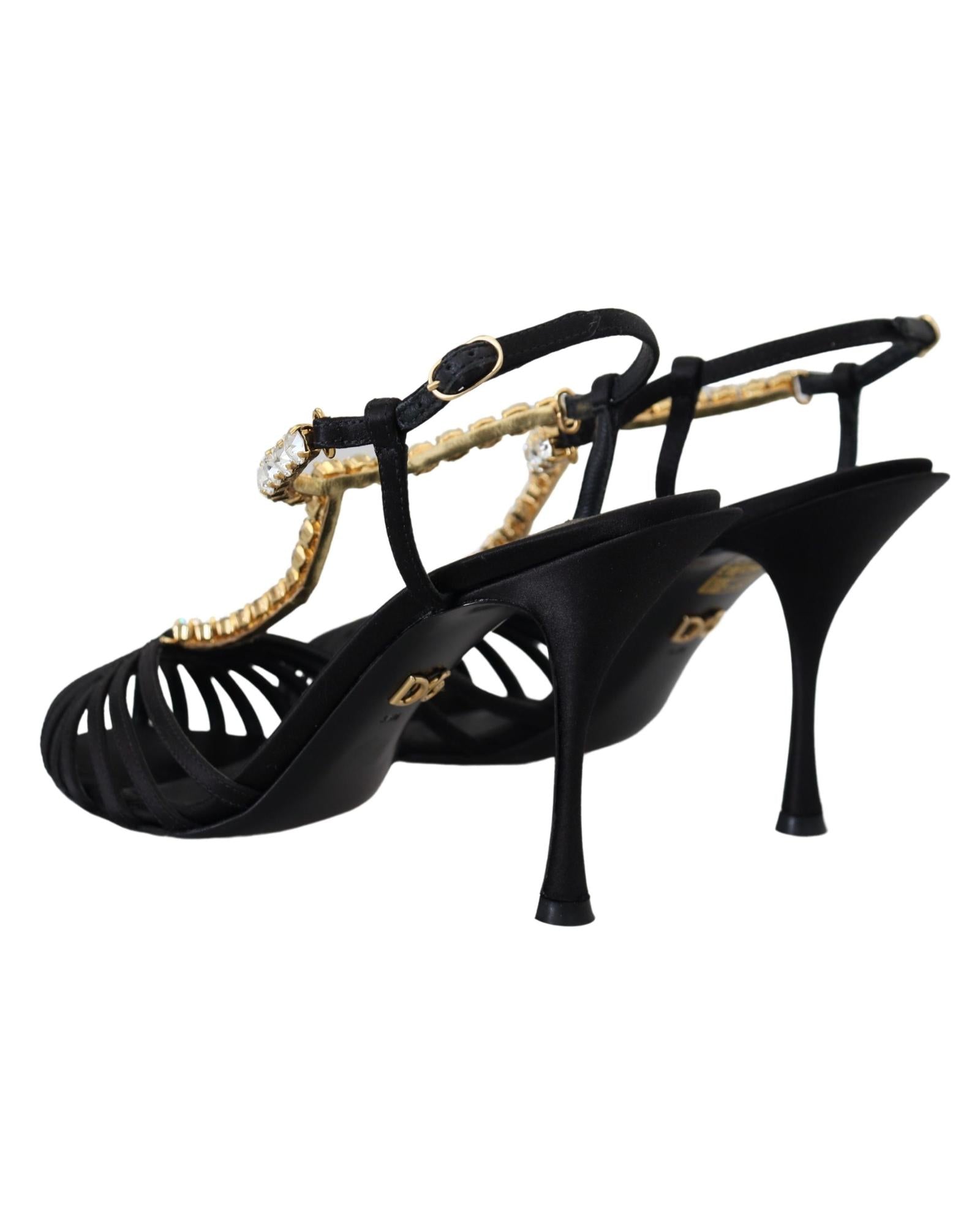 Dolce & Gabbana Crystal T-Strap Satin Sandal11