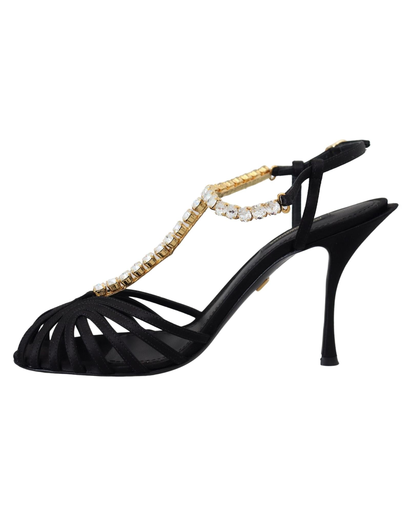 Dolce & Gabbana Crystal T-Strap Satin Sandal13