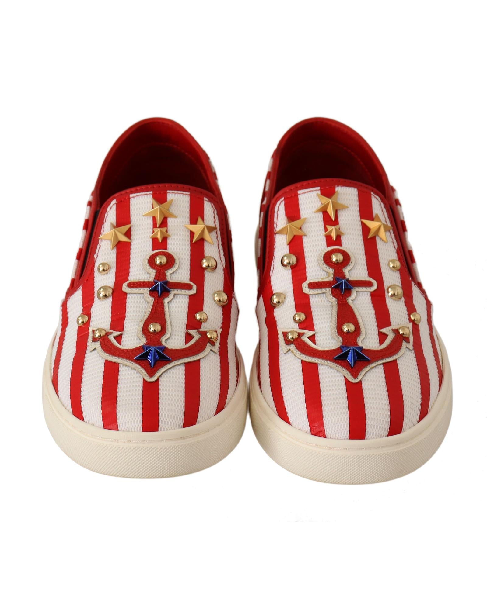 Dolce & Gabbana  Sicily Slip-On Sneakers RedWhite