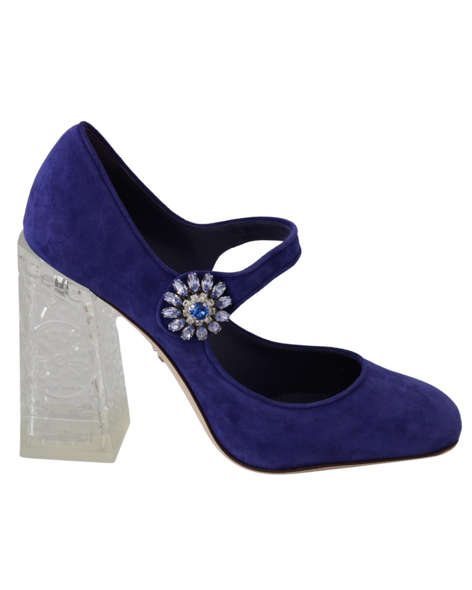 Dolce & Gabbana  Women's Suede Mary Jane Pumps with Clear Perspex Heel