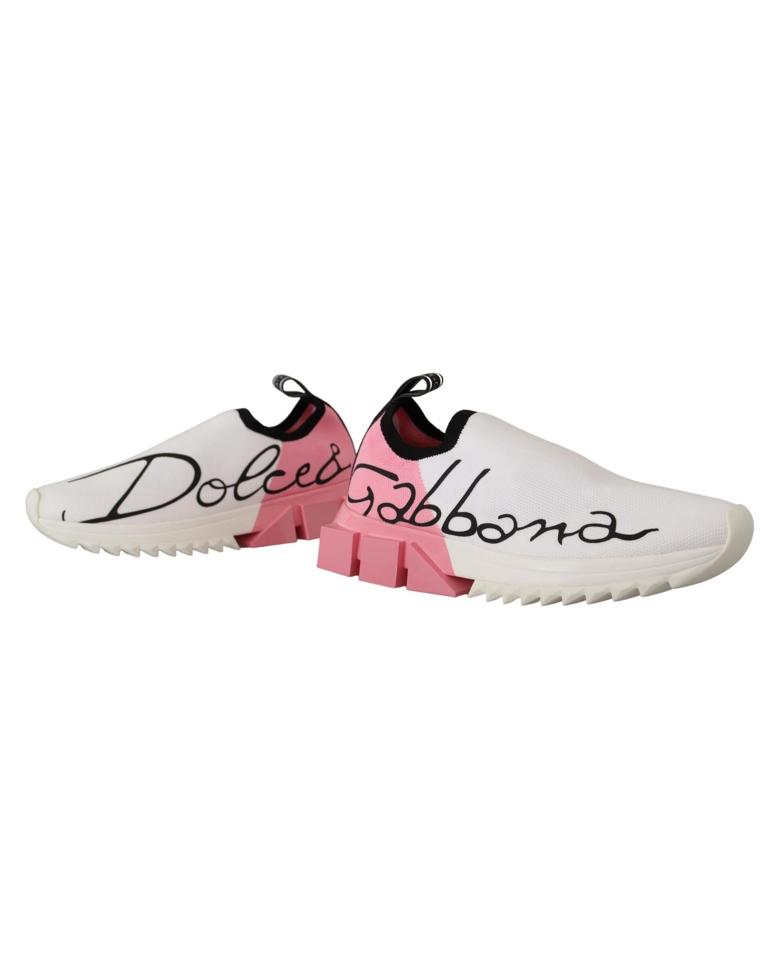 Dolce & Gabbana  Portofino WhitePink Knit Sneakers