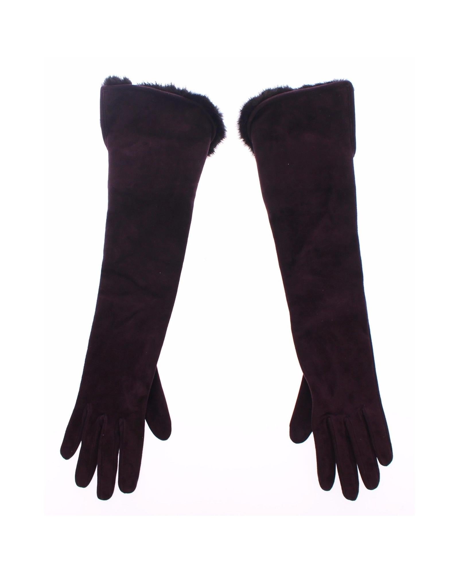 Dolce & Gabbana Mink Fur Goatskin Suede Leather Gloves