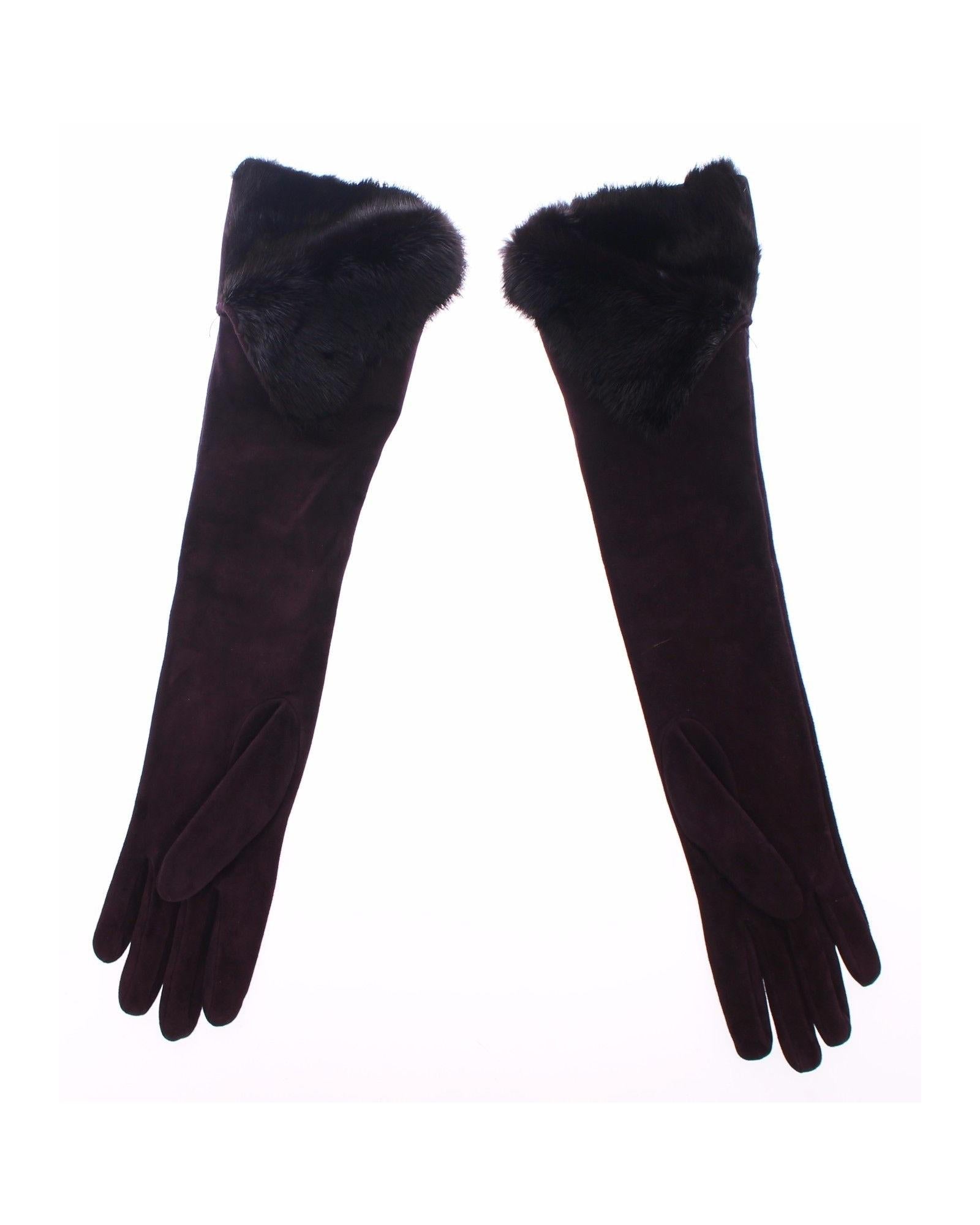 Dolce & Gabbana Mink Fur Goatskin Suede Leather Gloves