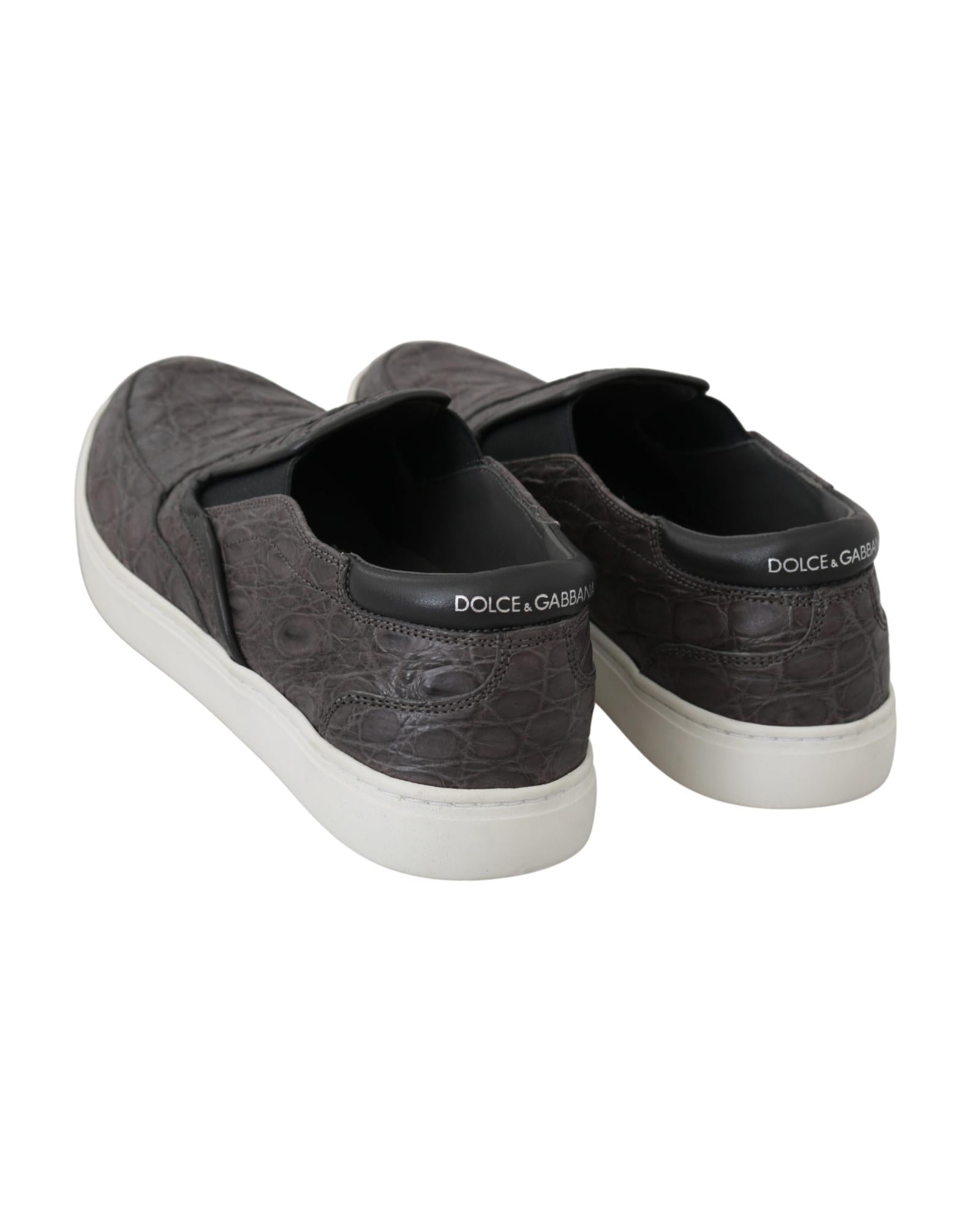 Dolce & Gabbana  Portofino Crocodile-Embossed Leather Slip-On Sneakers