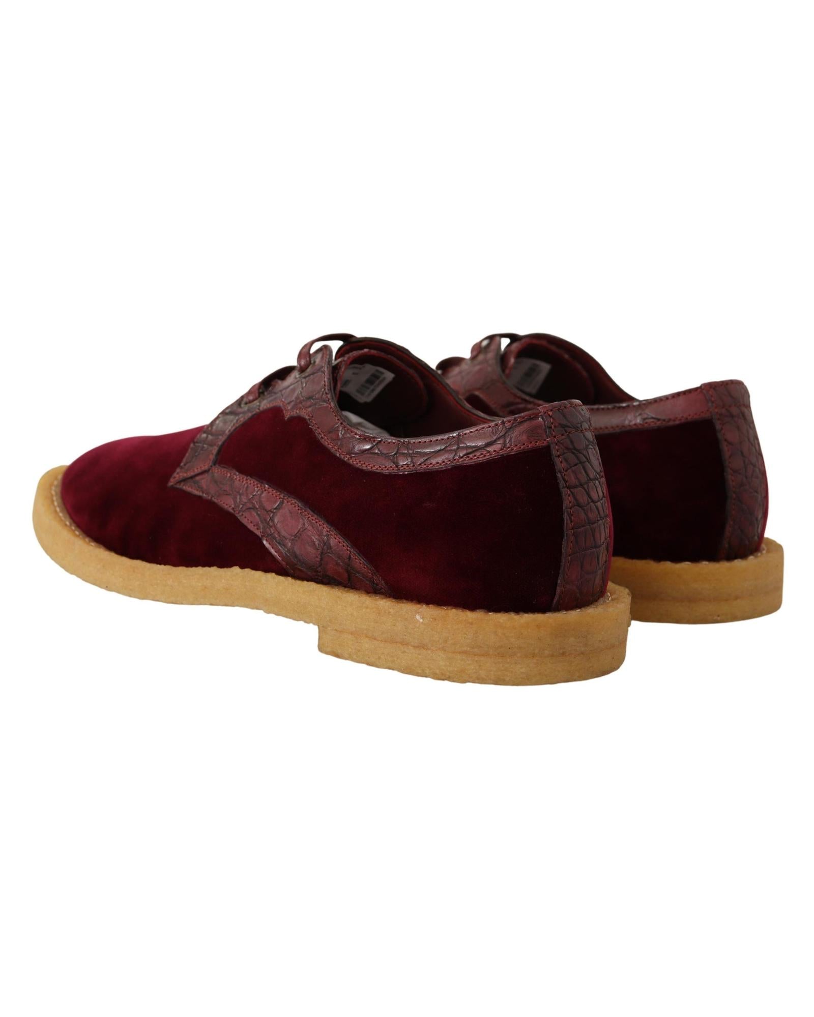 Dolce & Gabbana Bordeaux Exotic Leather Lace-Up Shoes