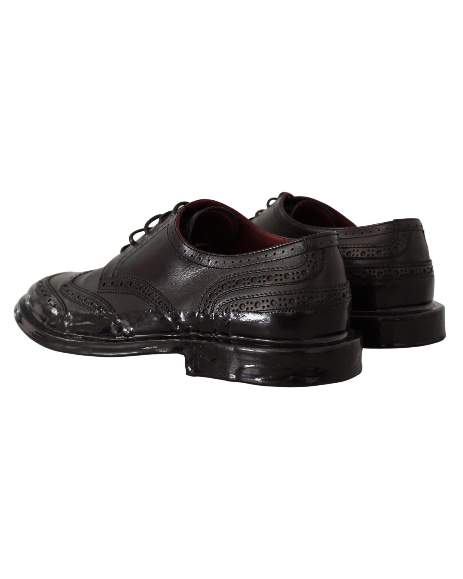 Dolce & Gabbana  Mens Black Leather Brogue Oxford Shoes