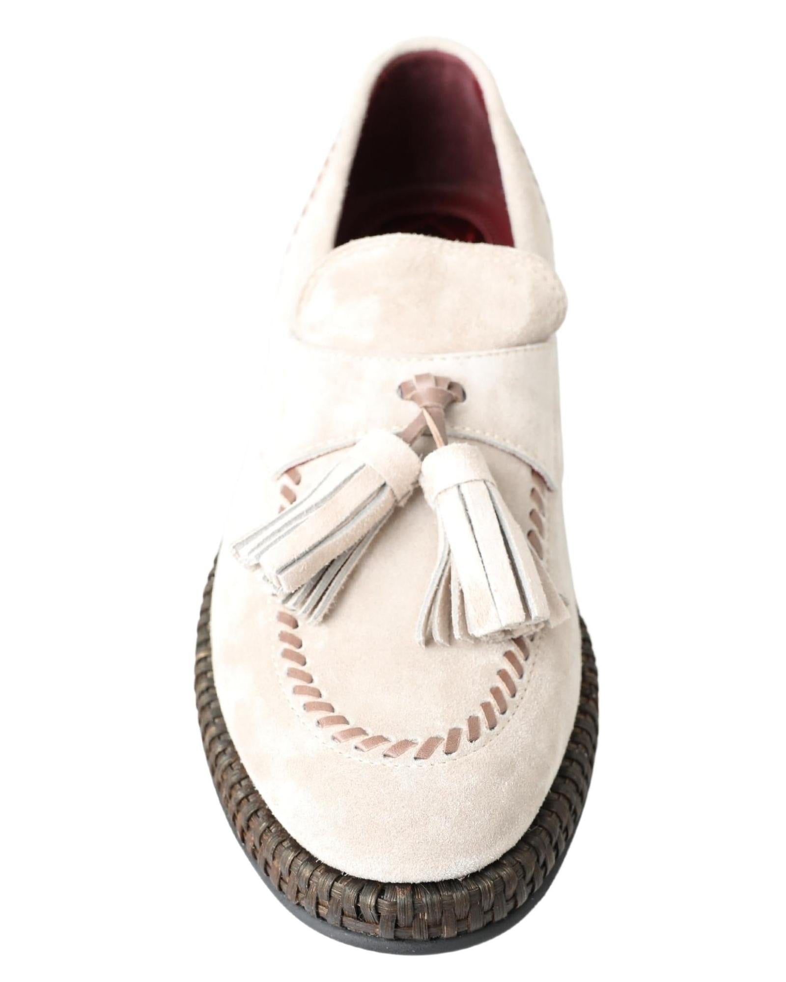 Dolce & Gabbana Gorgeous Ivory Suede Leather Espadrille Shoes