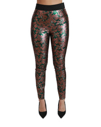 Dolce & Gabbana Leaf Metallic Side-Zip Pants7