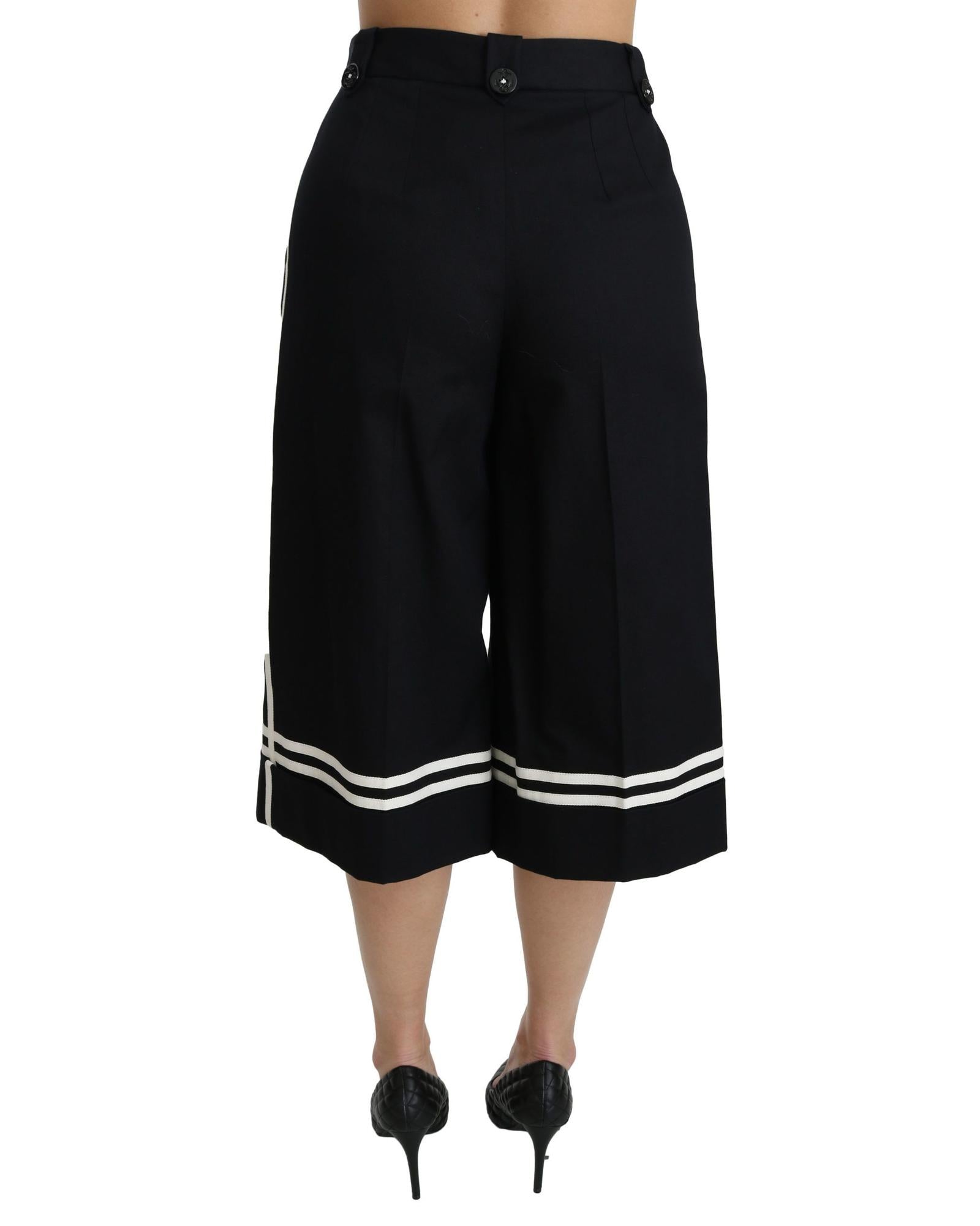 Dolce & Gabbana  Lemon Print Silk Culottes Black