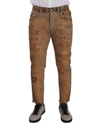 Dolce & Gabbana  Distressed Slim Fit Jeans for Men - Brown3